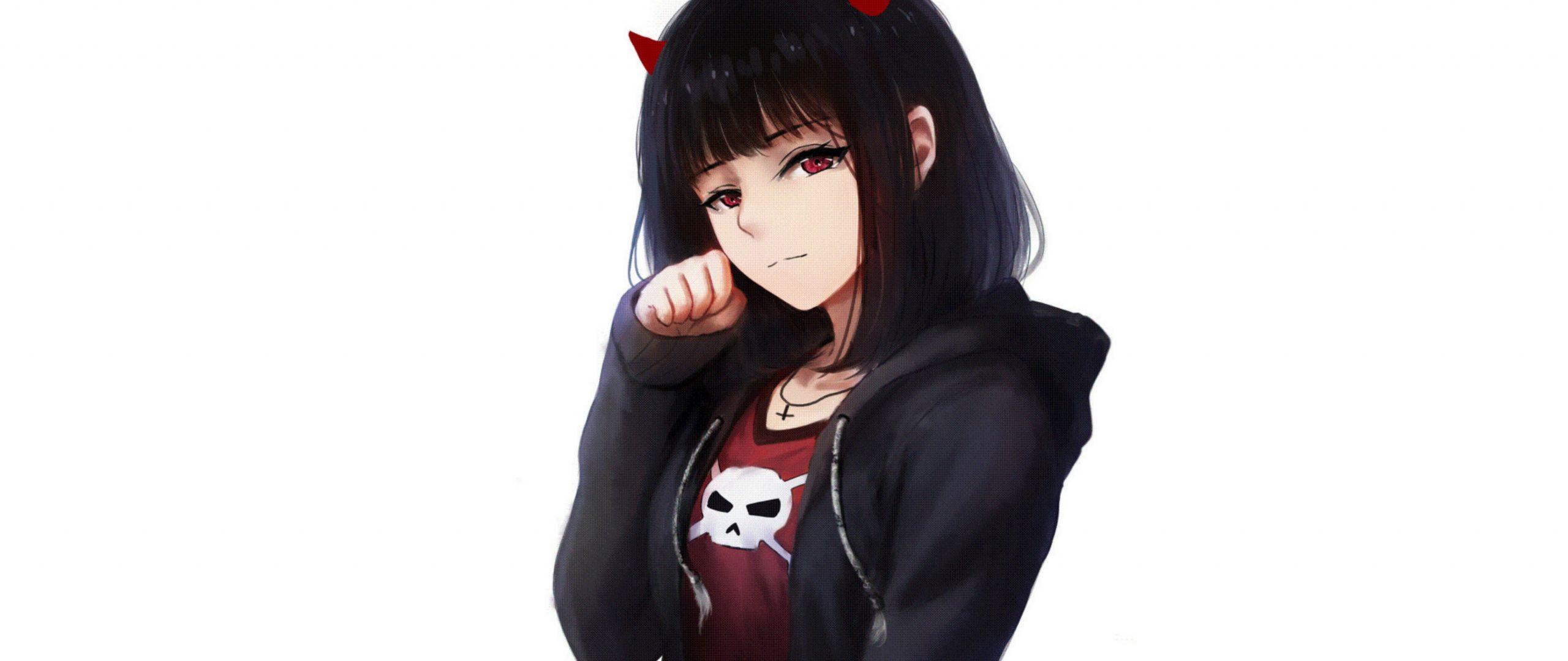 2560x1080 Download Devil, cute, anime girl, art wallpaper, 2560x Dual Wide, Widescreen