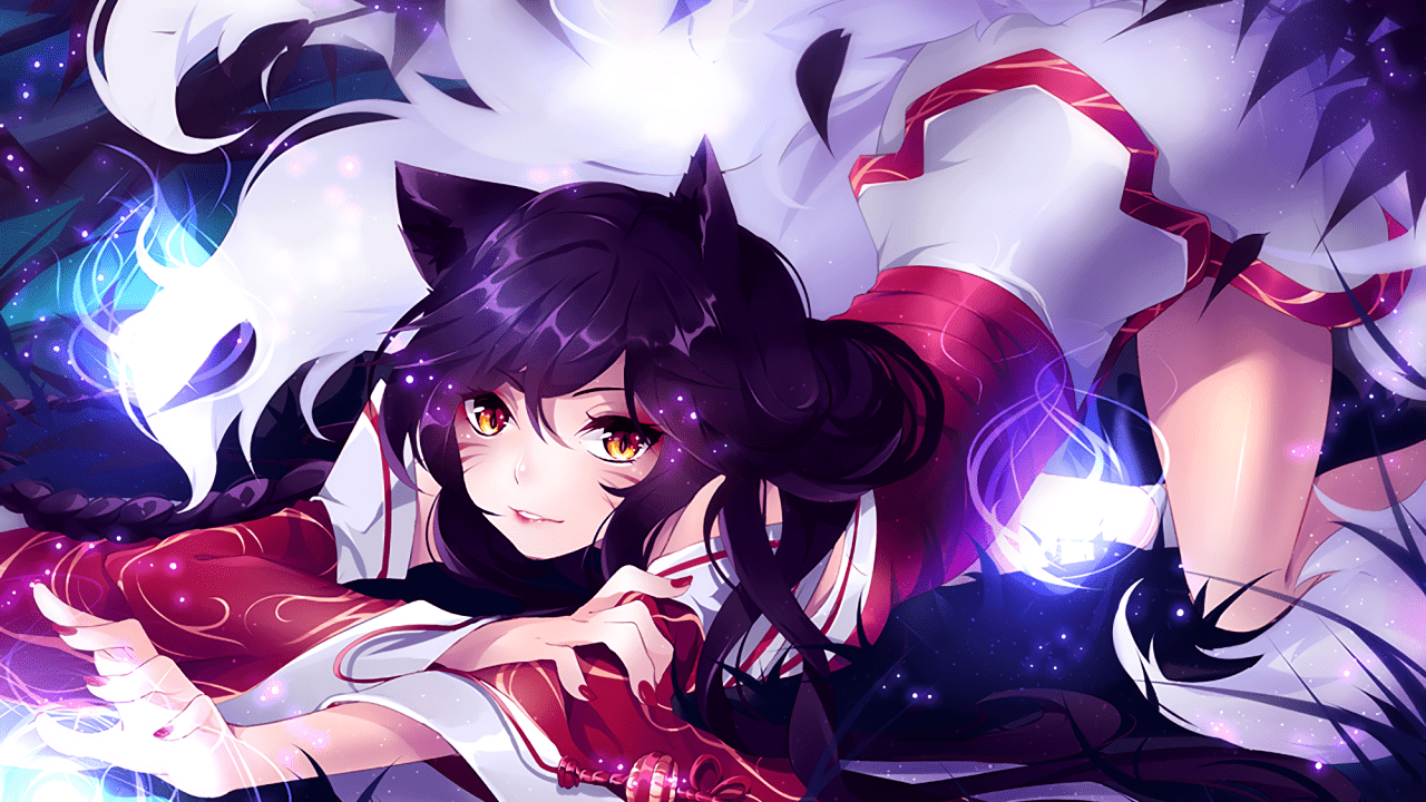 1280x720 Ahri, Fox Girl, League Of Legends, Anime Style, Animal Fox Demon Girl