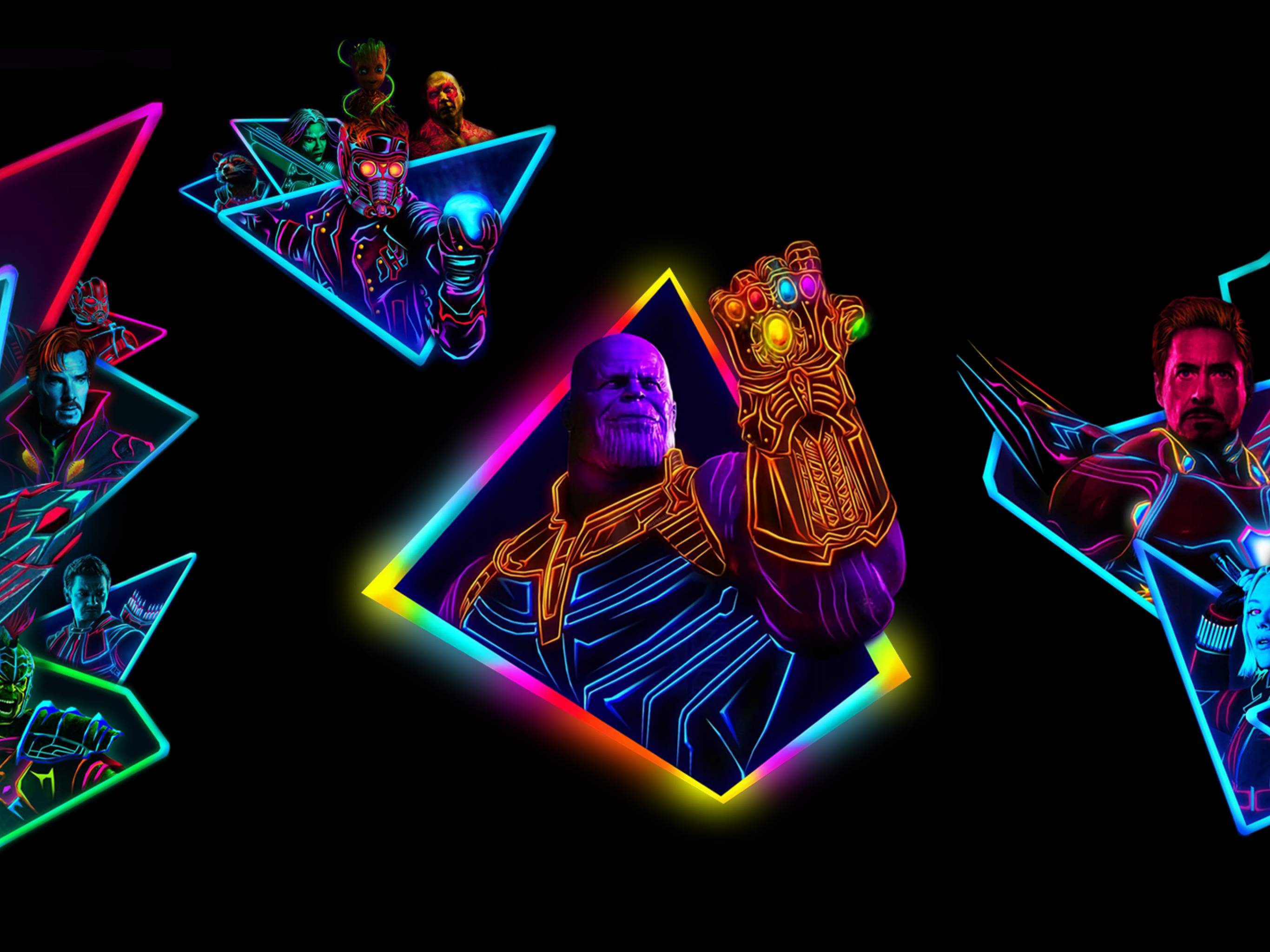 2732x2048 Avengers Infinity War 80s Neon Style Art 2732x2048 Resolution Wallpaper, HD Movies 4K Wallpaper, Image, Photo and Background
