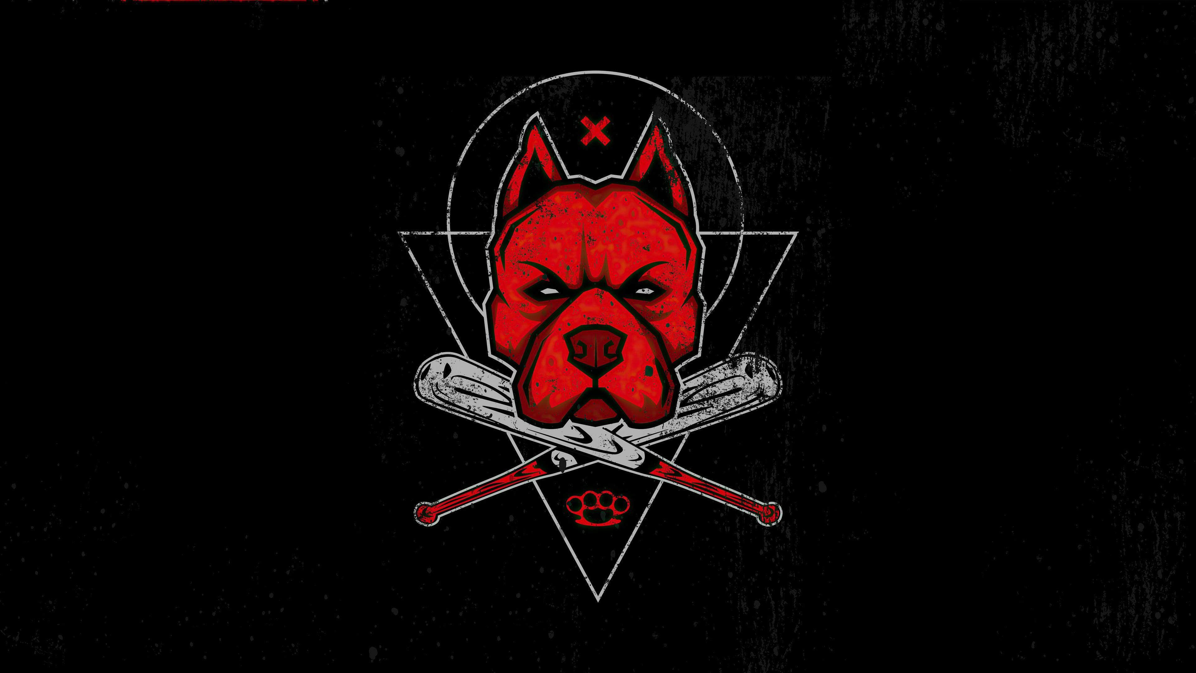 3840x2160 Red Pitbull Face Minimalist 4k, HD Artist, 4k Wallpaper, Image, Background, Photo and Picture