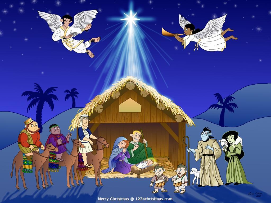 1024x768 Free Nativity Scene Wallpaper