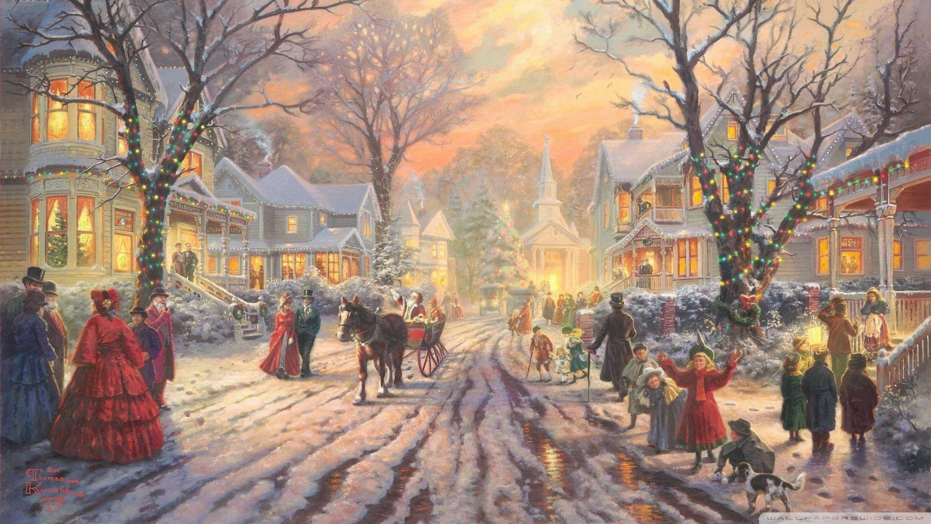 1920x1080 Thomas Kinkade Christmas Background