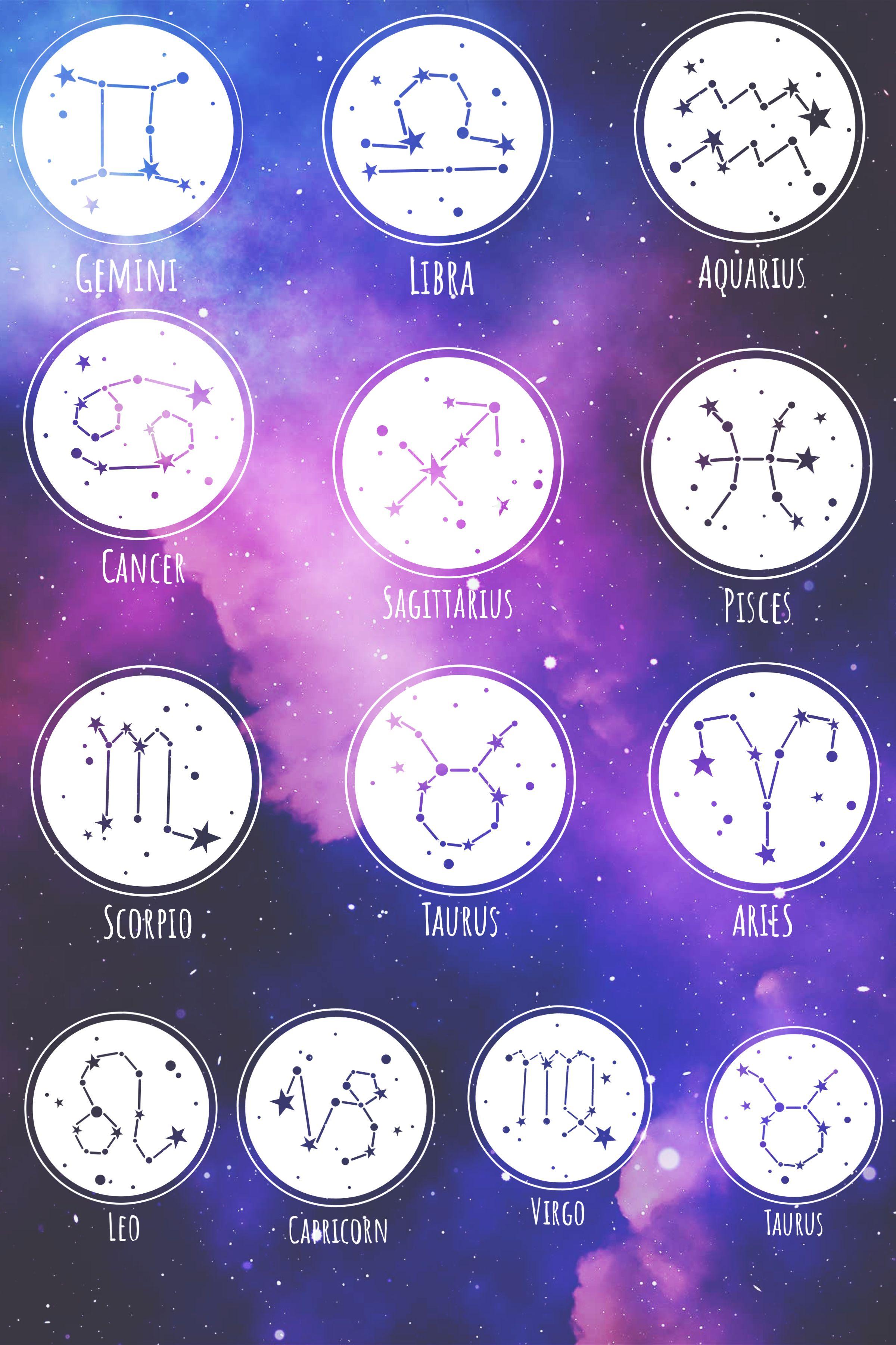 Signs Of The Zodiac On Background Sky Stock Illustration  Download Image  Now  Watercolor Painting Astrology Aquarius  Astrology Sign  iStock