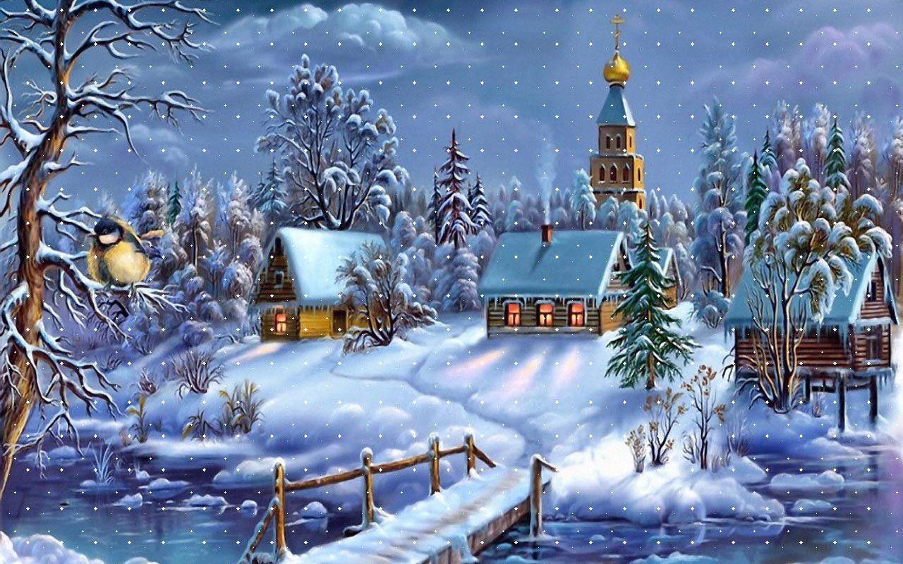 1280x800 Winter Village Scene Downloadable Printable Digital Art Image. Christmas scenes, Christmas picture, Christmas image