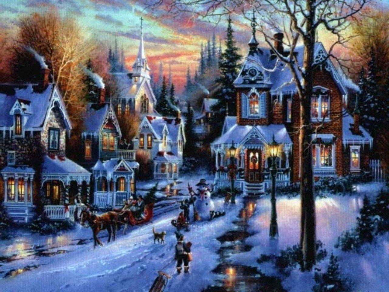 1280x960 Snowy Village Wallpaper