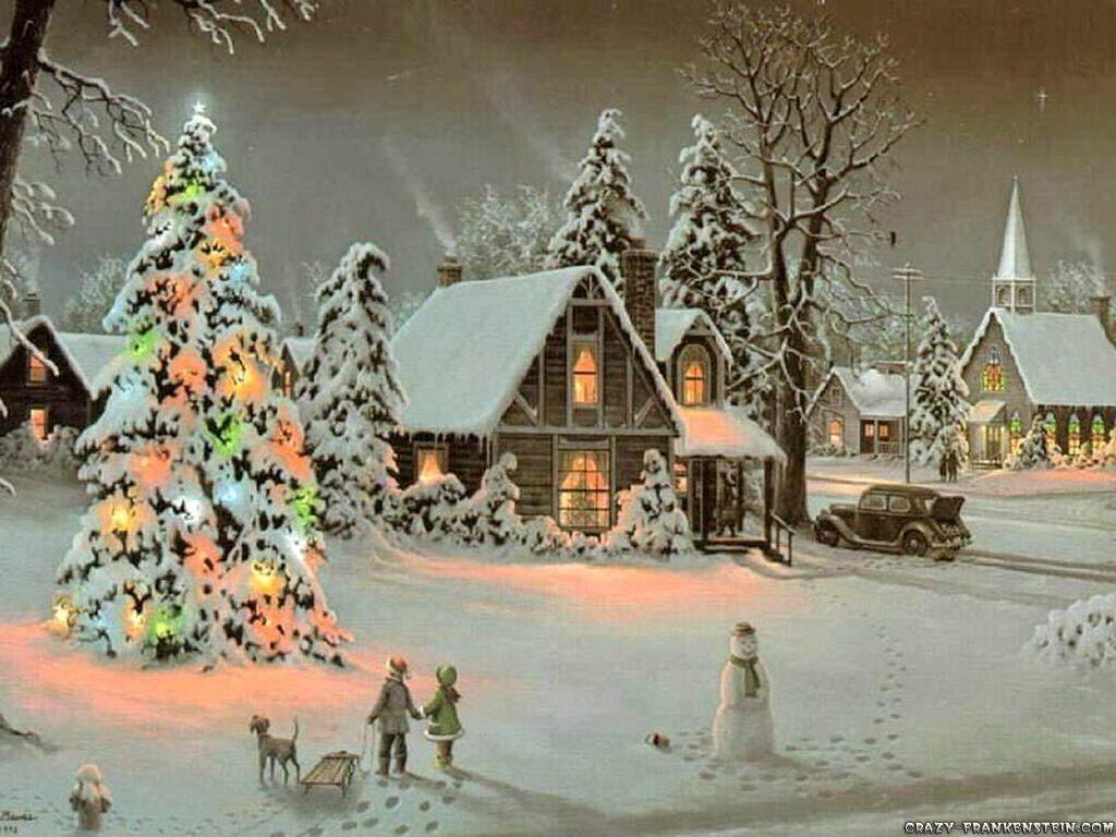 1024x768 Christmas Winter Scenes Wallpaper