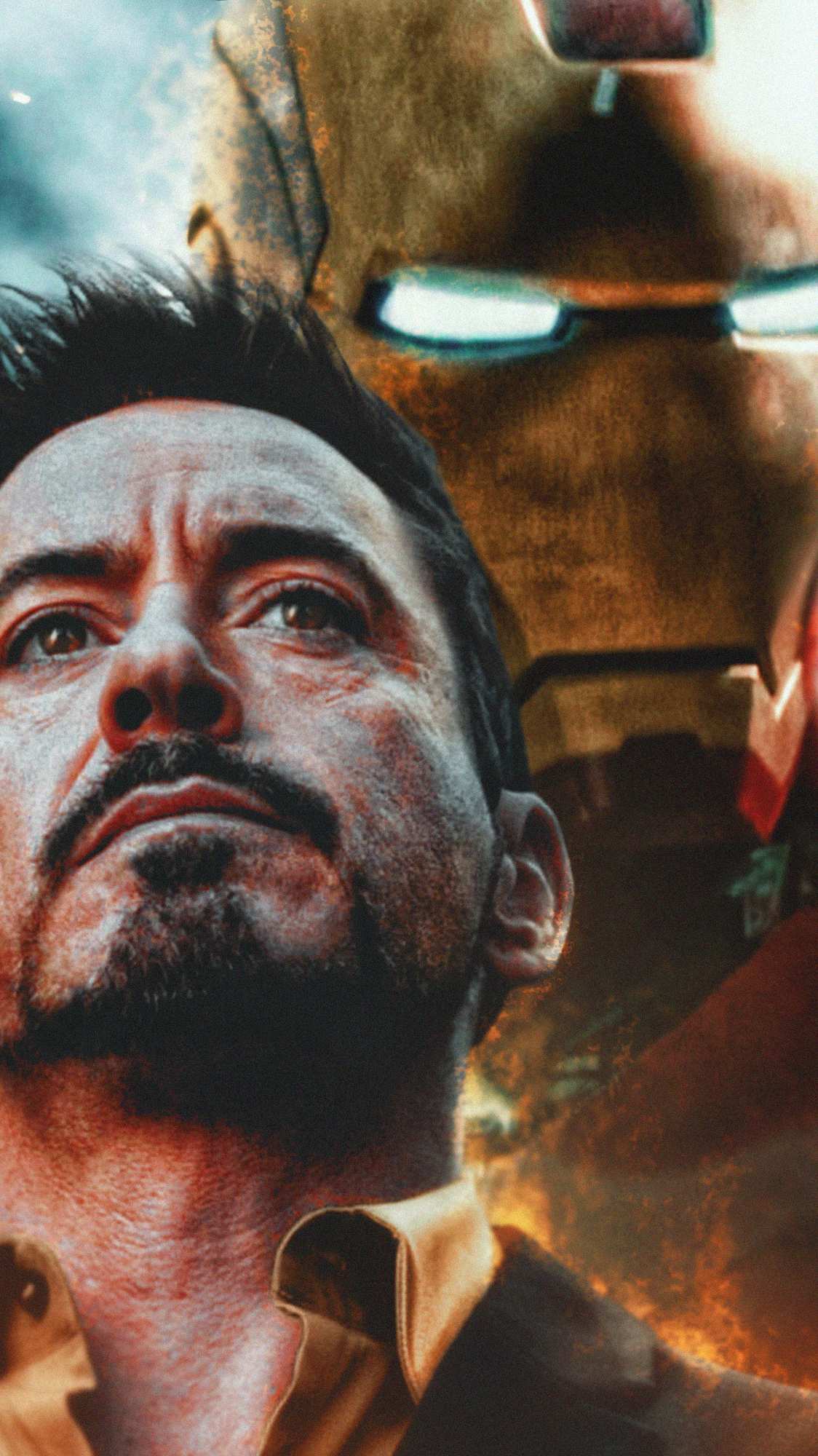 1124x2000 Ironman Tony Stark and his Armour Wallpaper Wallpaper : iPhone Wallpaper