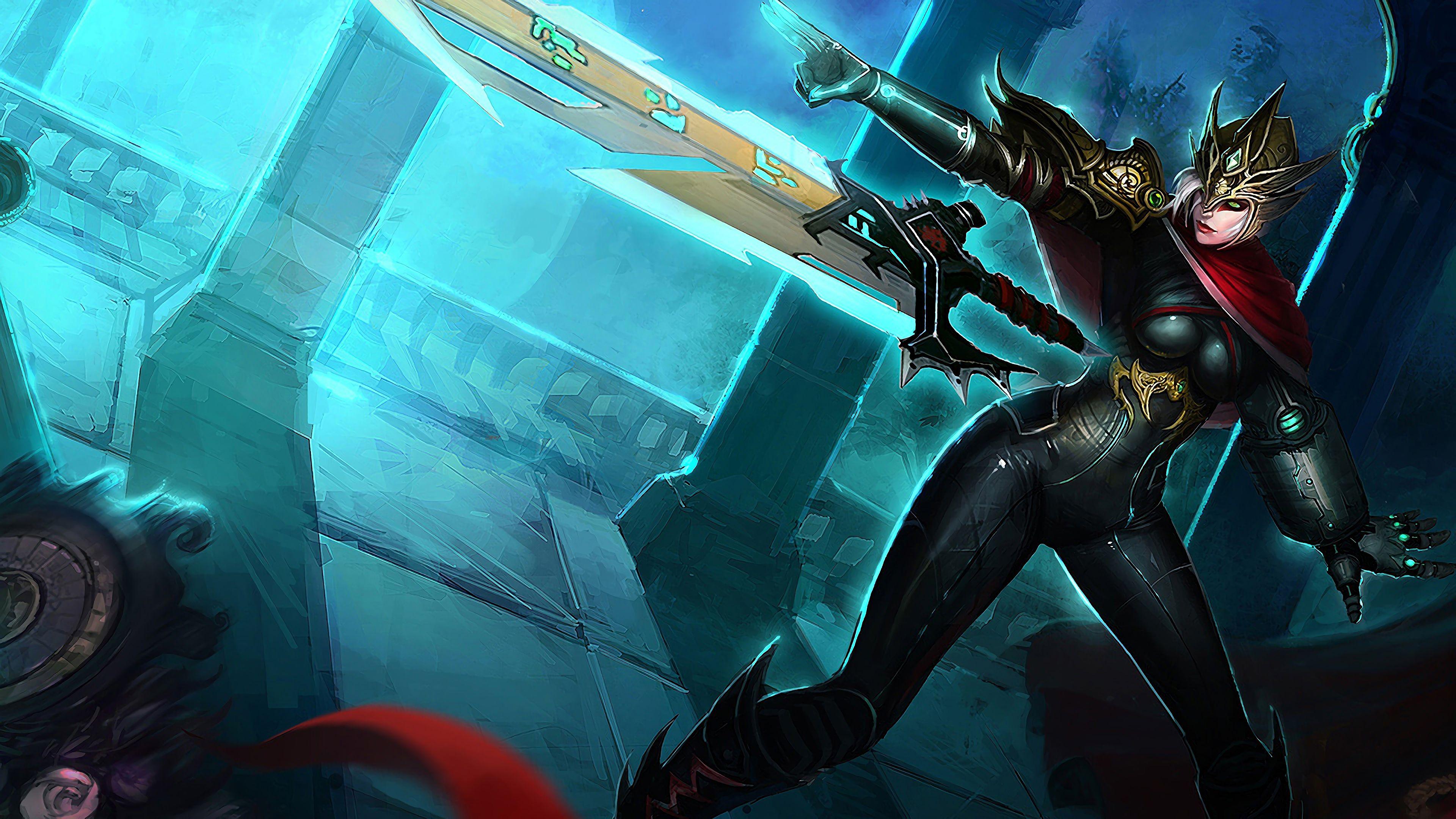 3840x2160 Crimson Elite Riven LoL Splash Art League of Legends 4K