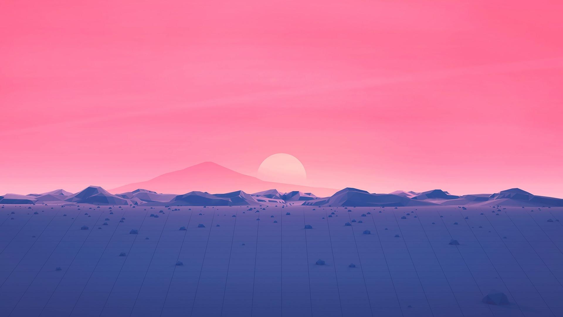 1920x1080 Polygon Summer Night 1080P Laptop Full HD Wallpaper, HD Abstract 4K Wallpaper, Image, Photo and Background