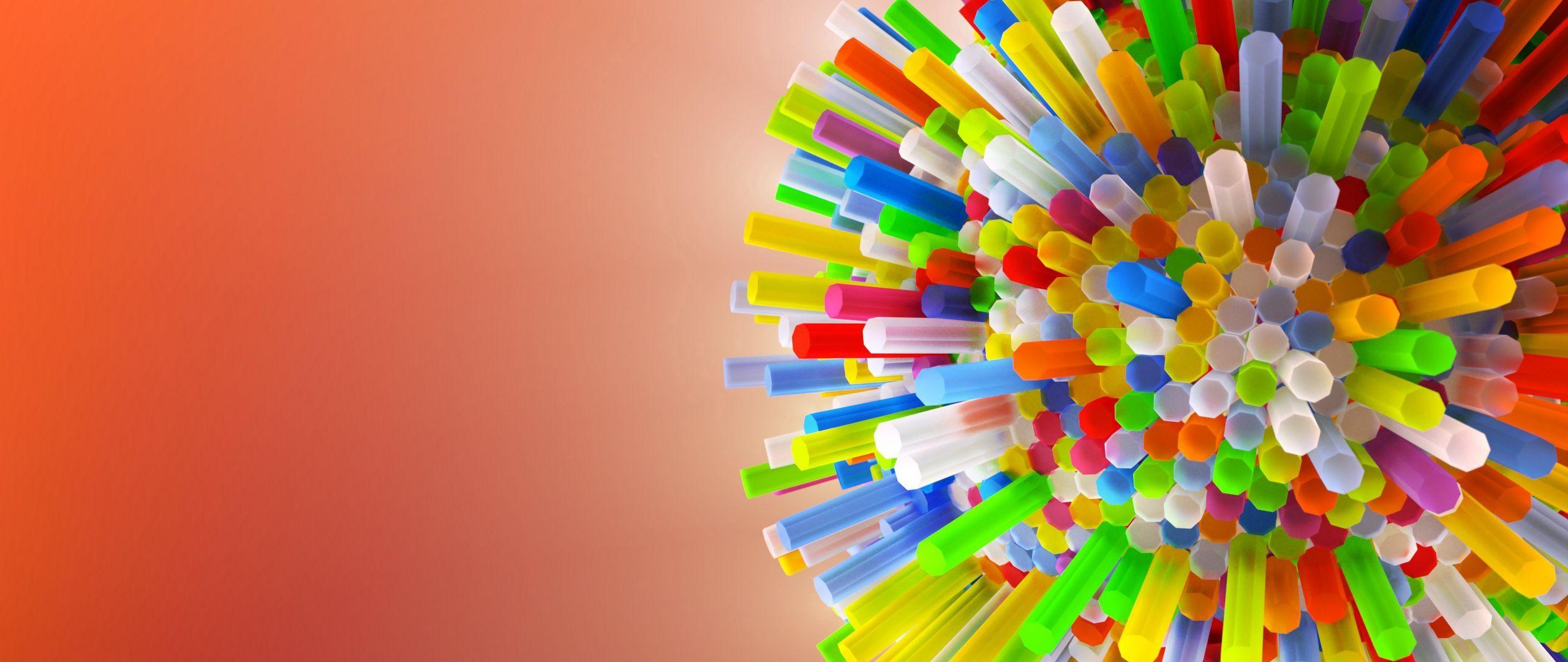 2560x1080 Download wallpaper 2560x1080 tubes, colorful, 3D dual wide 1080p HD background