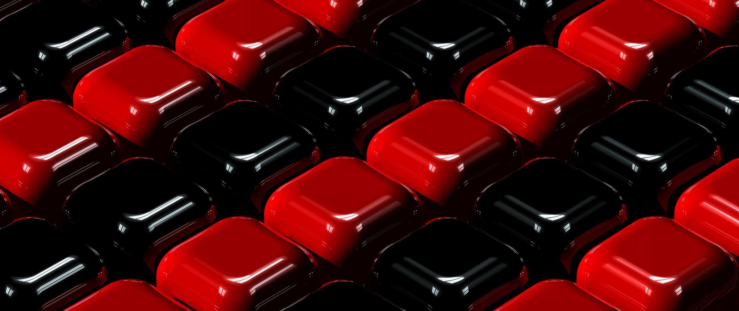 2560x1080 Download wallpaper 2560x1080 cubes, red, black, 3D dual wide 1080p HD background