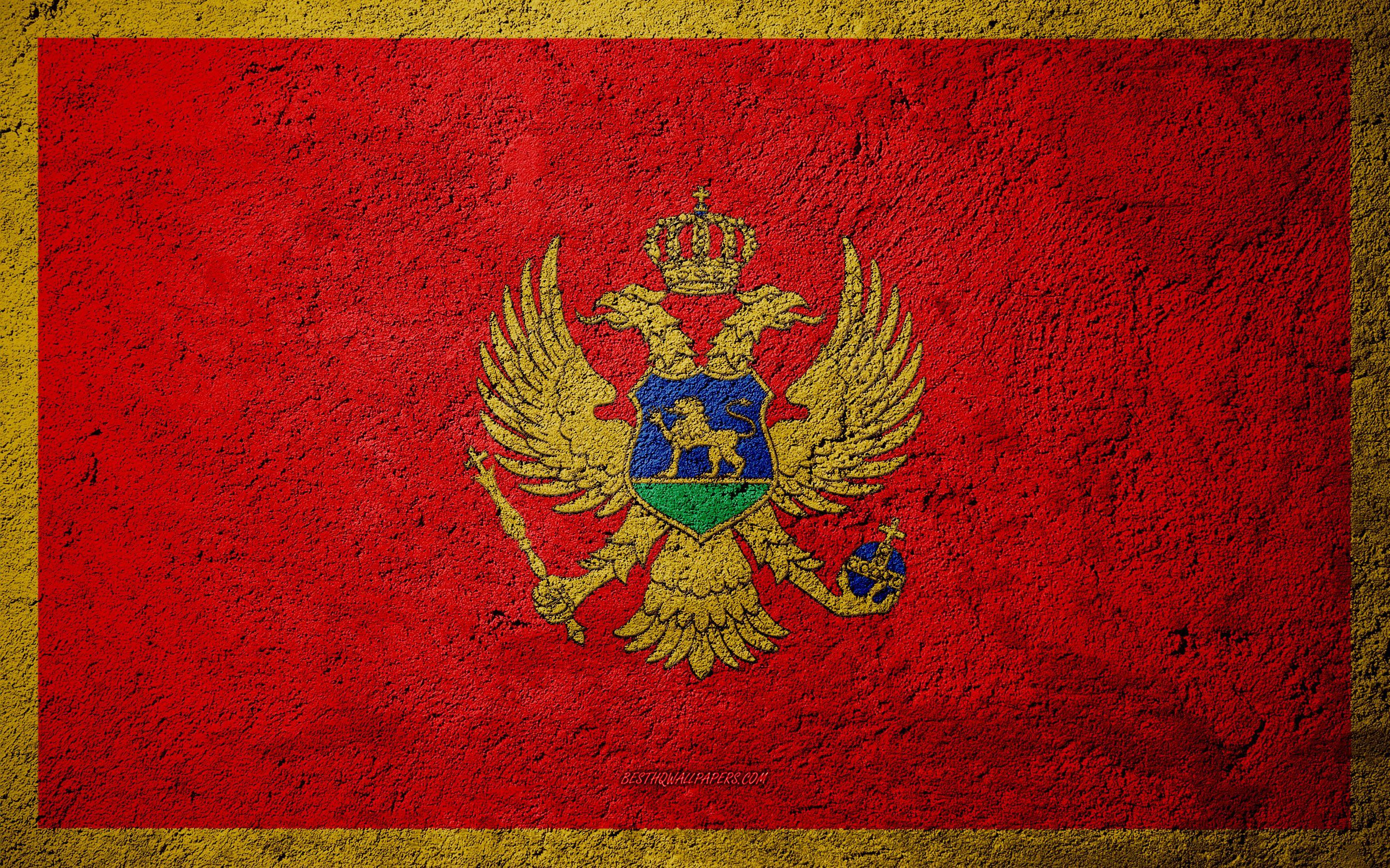 2880x1800 Download wallpaper Flag of Montenegro, concrete texture, stone background, Montenegro flag, Europe, Montenegro, flags on stone for desktop with resolution 2880x1800. High Quality HD picture wallpaper