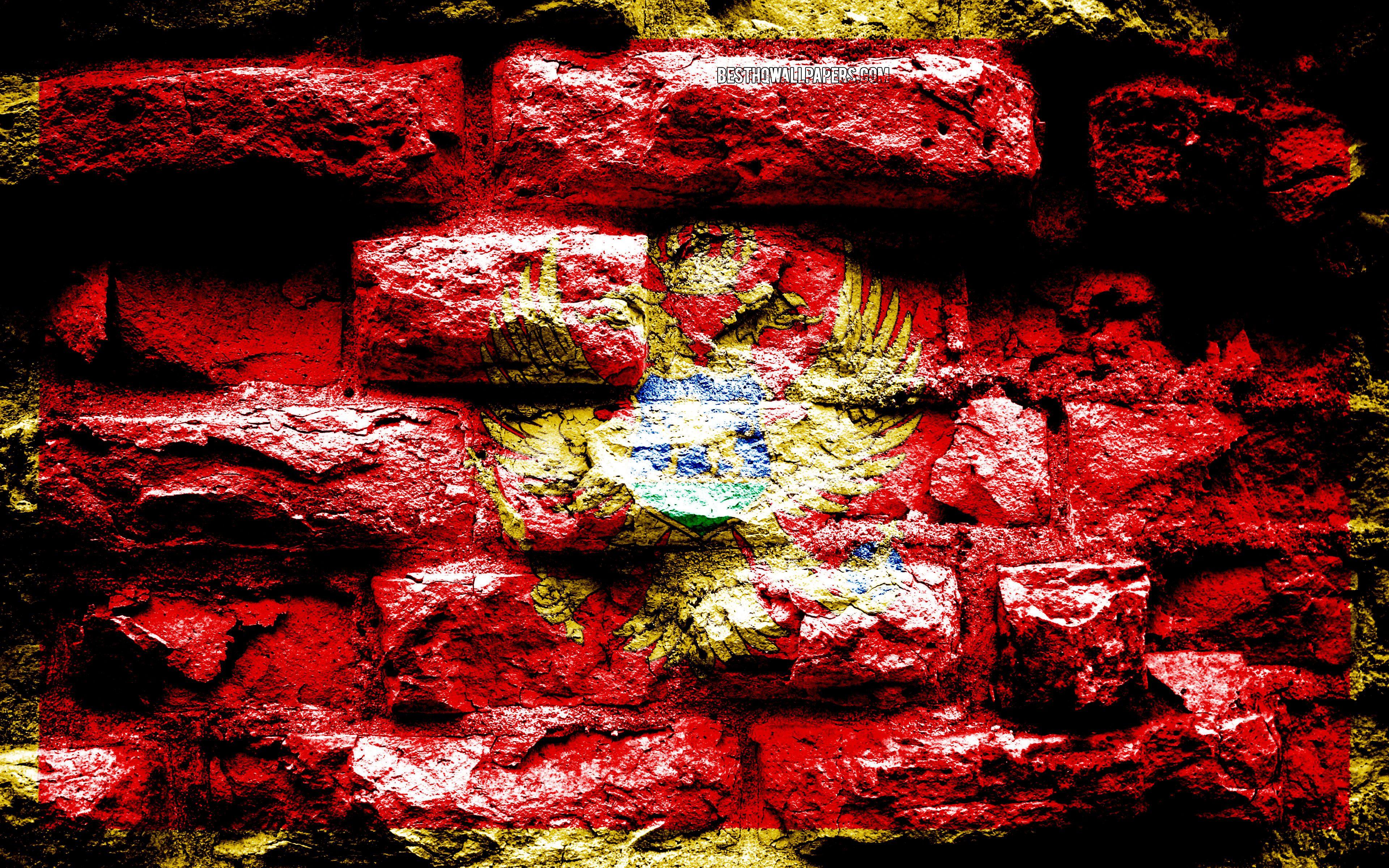3840x2400 Download wallpaper Montenegro flag, grunge brick texture, Flag of Montenegro, flag on brick wall, Montenegro, Europe, flags of european countries for desktop with resolution 3840x2400. High Quality HD picture wallpaper
