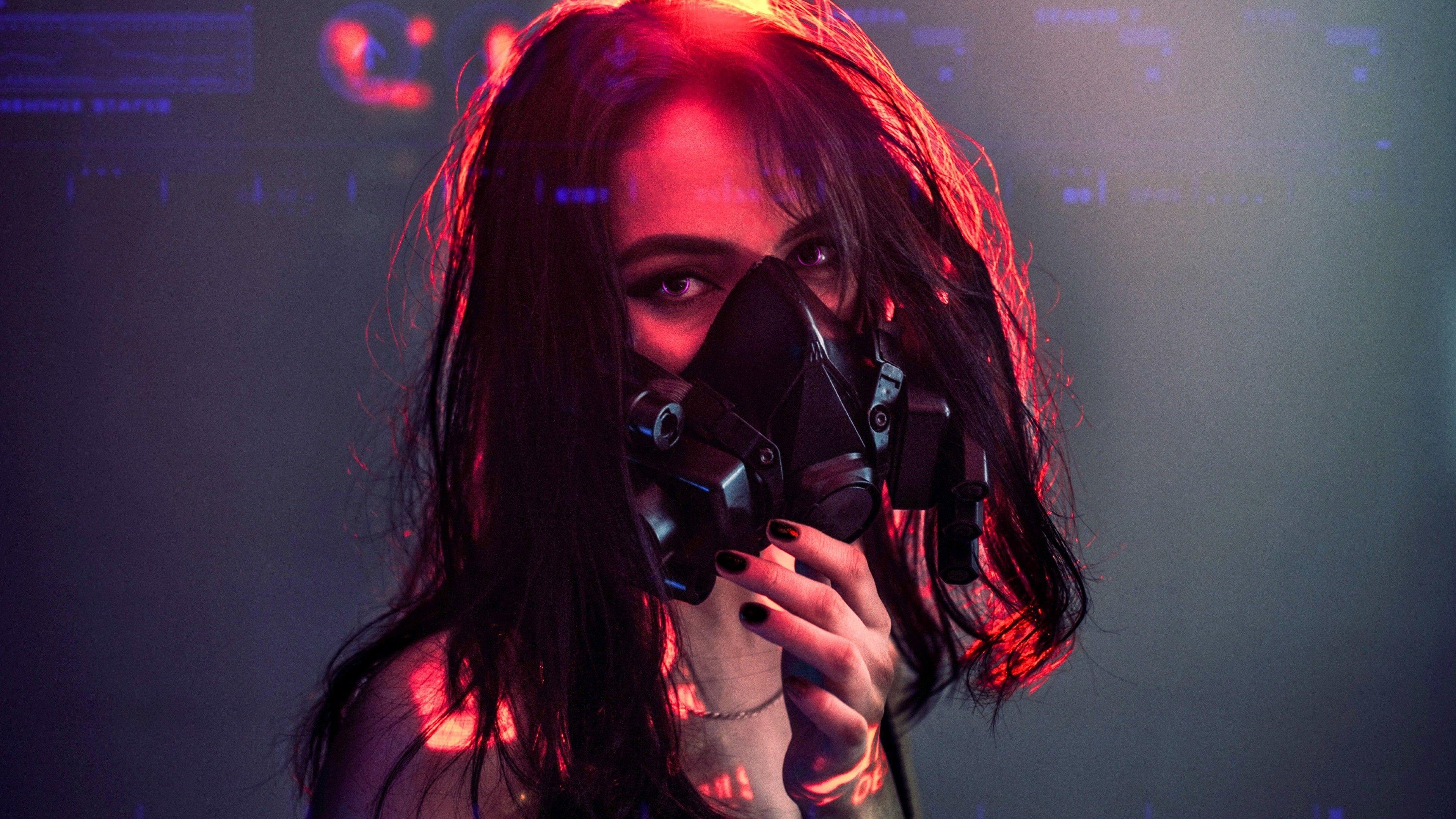 3840x2160 Girl 4K Wallpaper, Respirator mask, Urban, HD, Photography