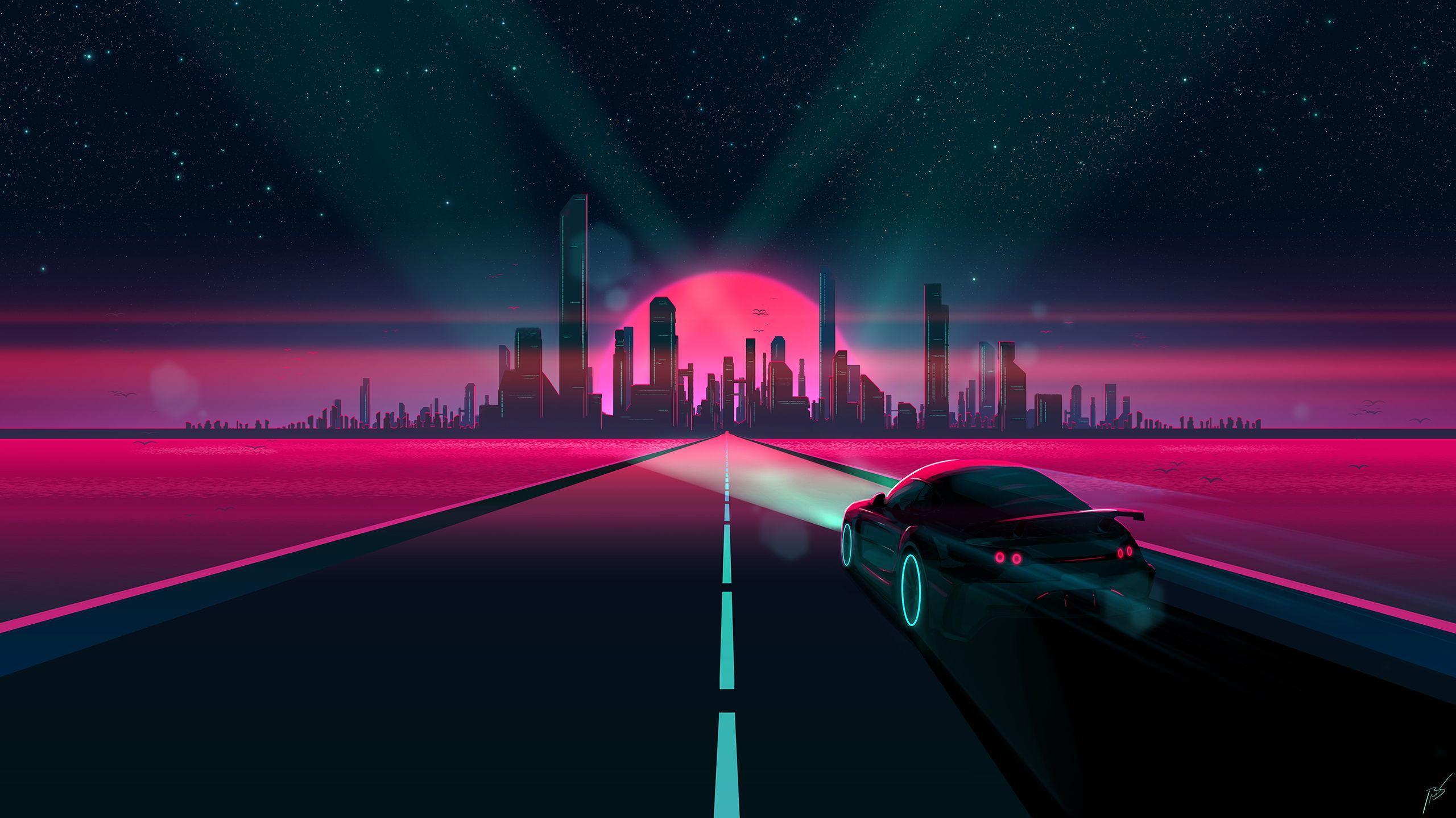 2560x1440 Retrowave Wallpaper Full HD Wallpaper & Background Download