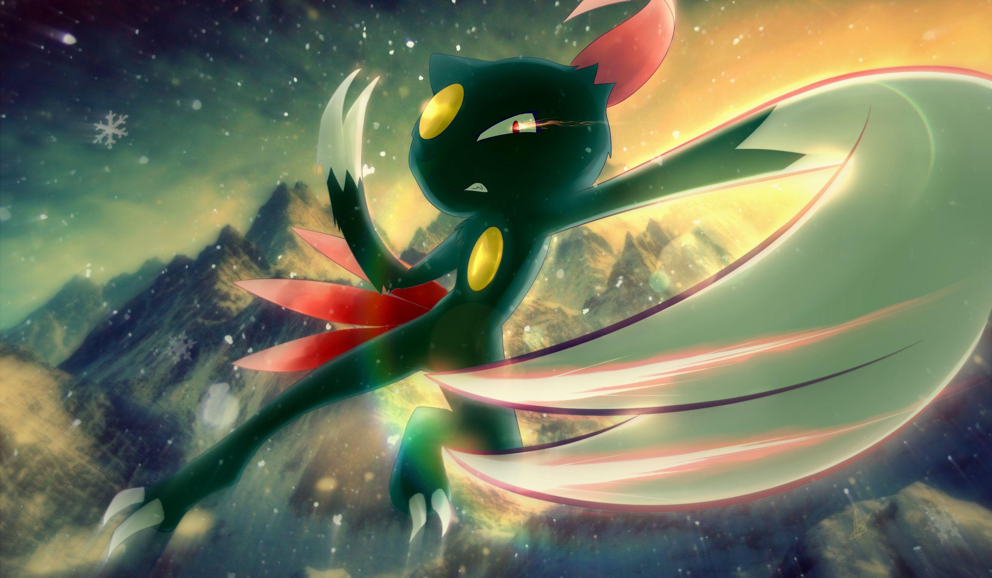 3307x1929 sneasel pokemon playmat fanart snow mountains action flight jump attack claw illustration drawing. Pokemon art, Art, Drawings
