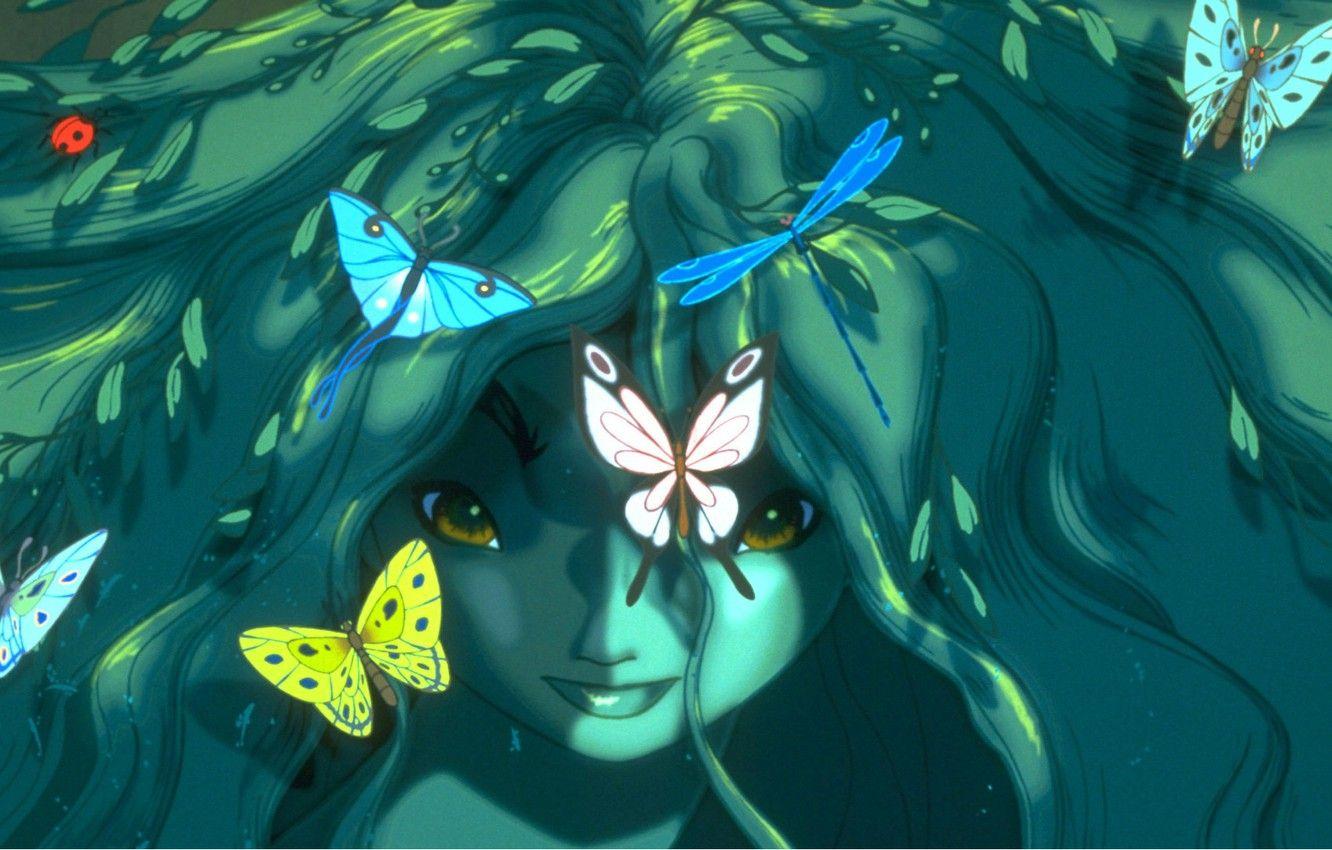 1332x850 Wallpaper look, butterfly, magic, girl, green hair, the witch image for desktop, section фантастика