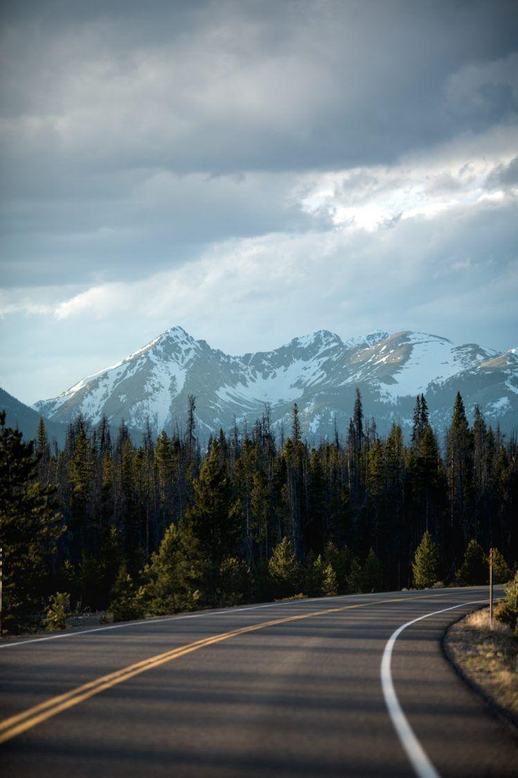 748x1122 nature, Trees, Snow, Mountains, Road Wallpaper HD / Desktop and Mobile Background