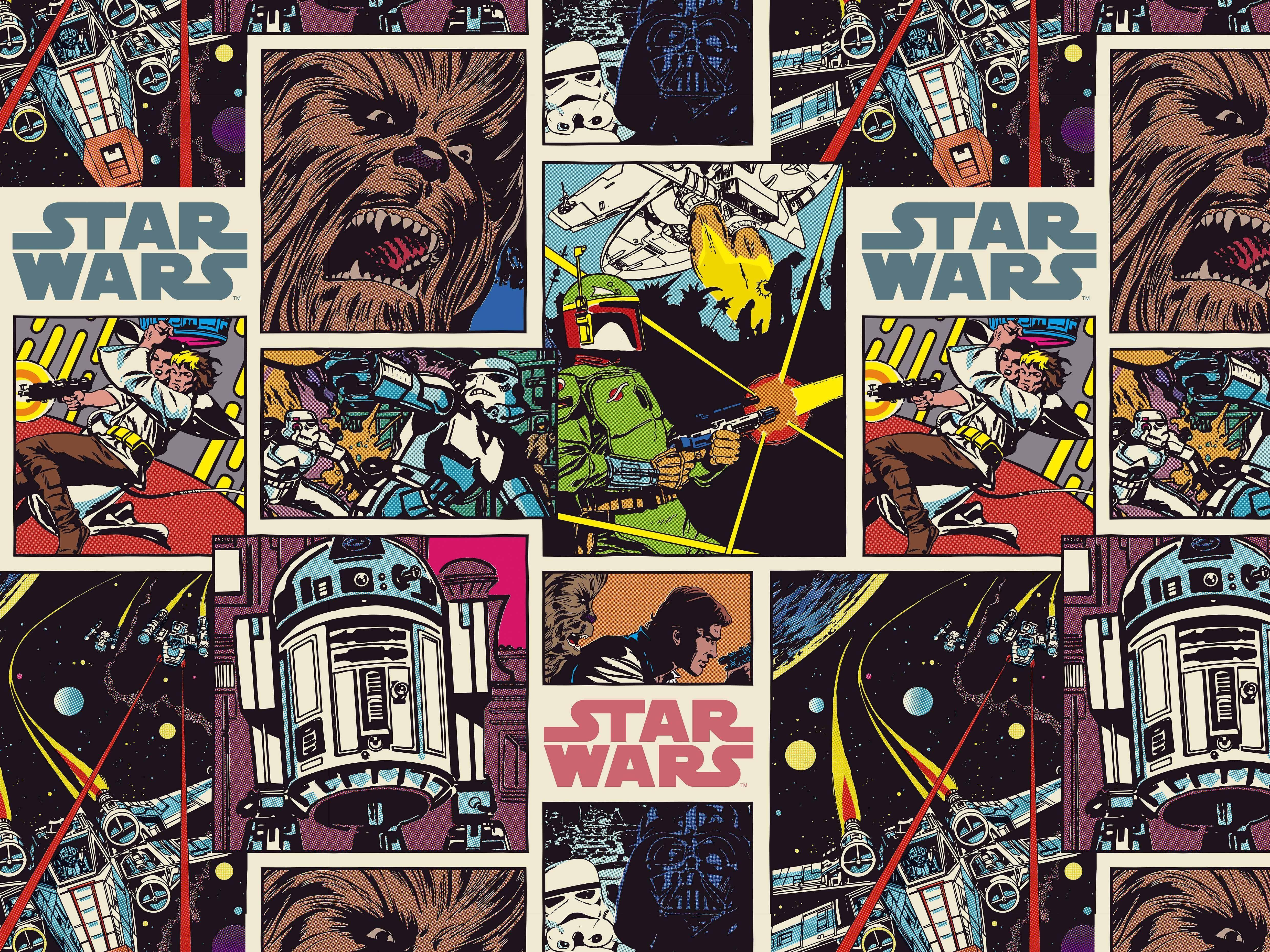 4961x3720 Paste the Wall Star Wars Comic Chewbacca Luke Skywalker Wall Mural