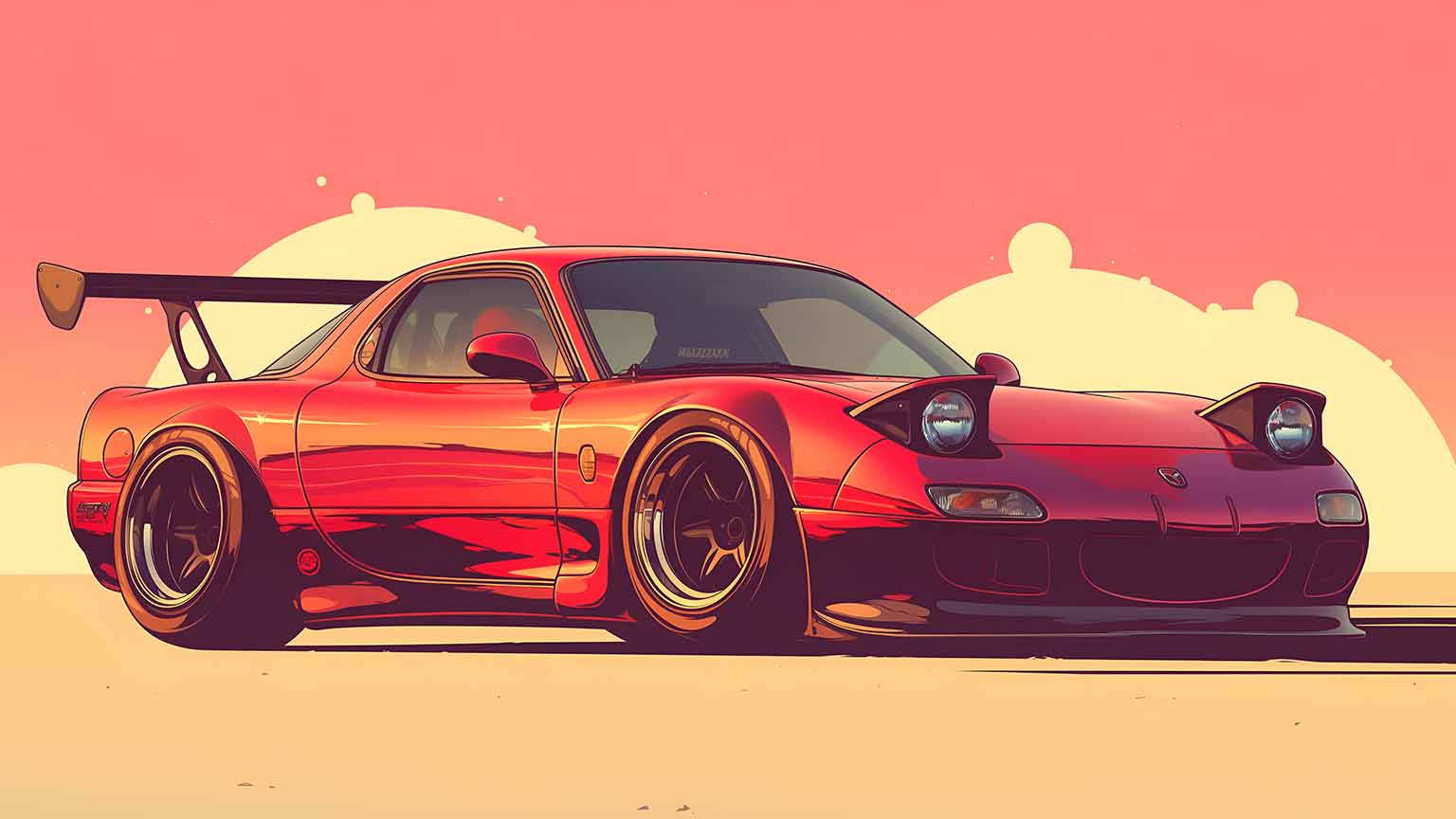 1536x864 JDM Car Mazda RX7 Red Power Desktop Wallpaper