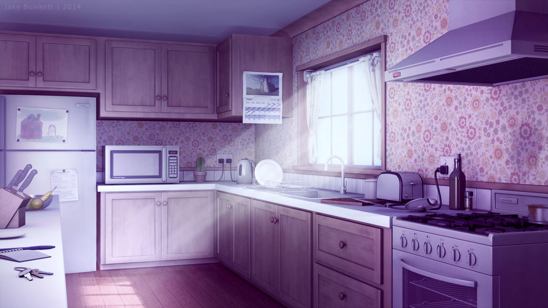 AI Art Generator: Anime aesthetic empty house kitchen