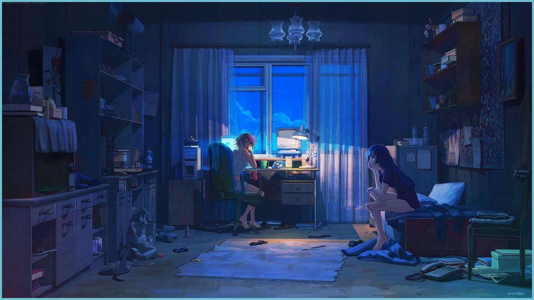 1862x1047 Anime Room Kitchen Inside The Building Kotatsu Scenic Sunshine
