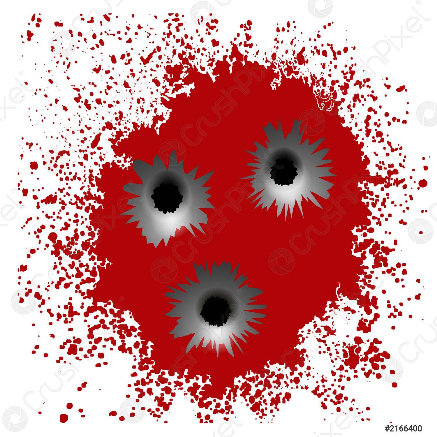 1500x1500 Bullet Holes on Red Blood Splatter Background, Stock Vector