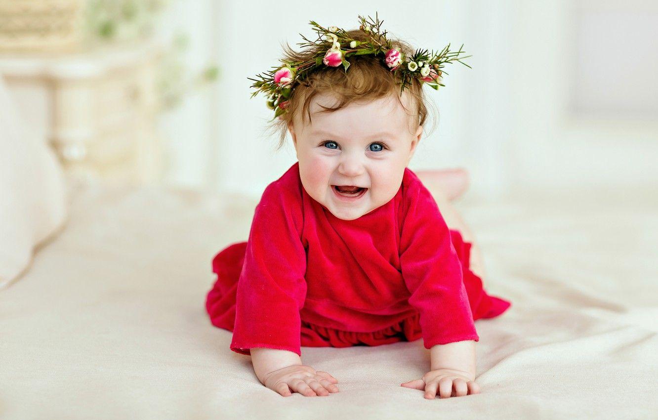 Smiling Cute Baby Girl Child Is Sleeping On Little Bed Wearing Light Orange  Dress HD Cute Wallpapers | HD Wallpapers | ID #94842