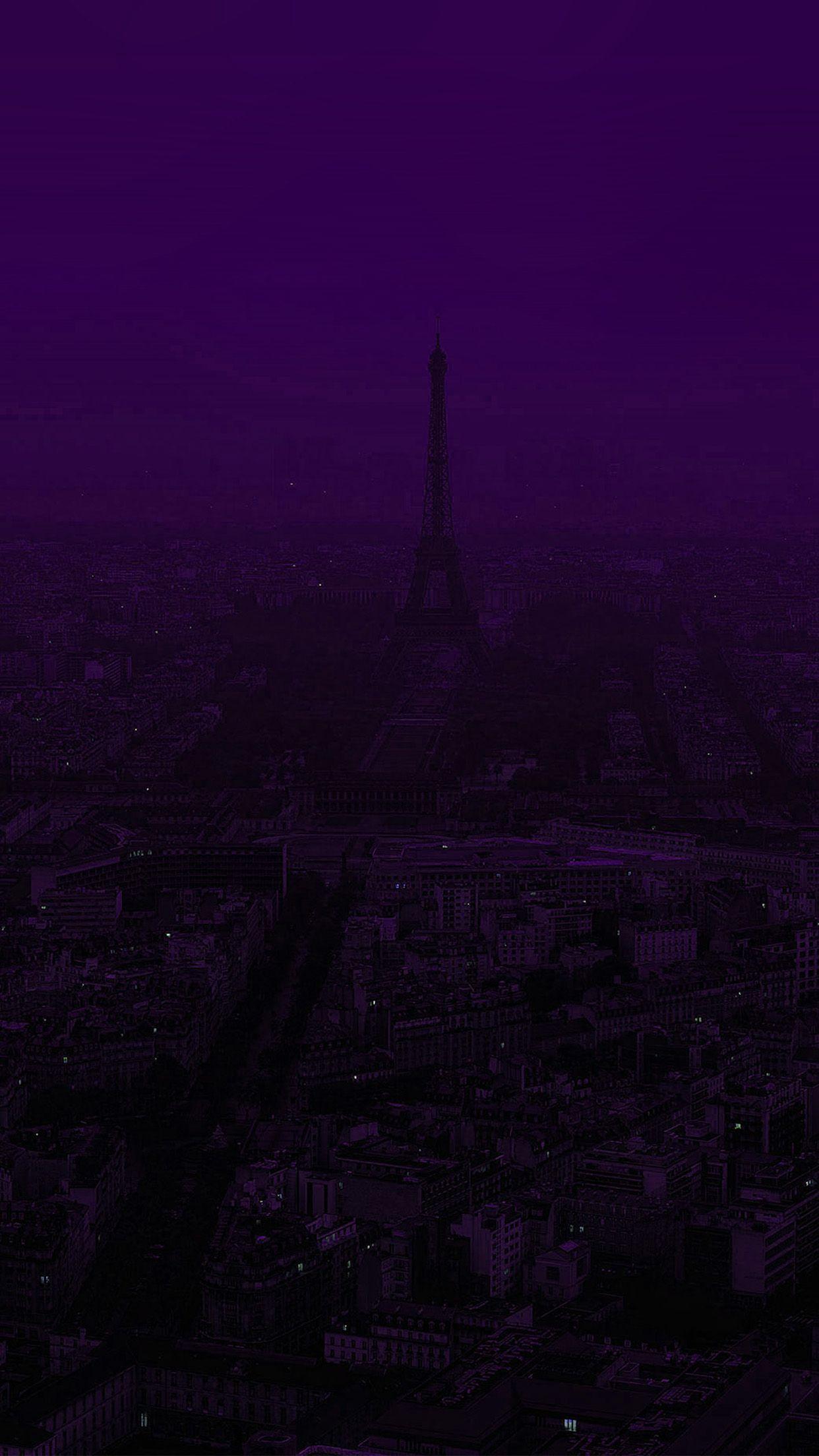 1242x2208 Paris Dark Purple City Illustration Art Wallpaper