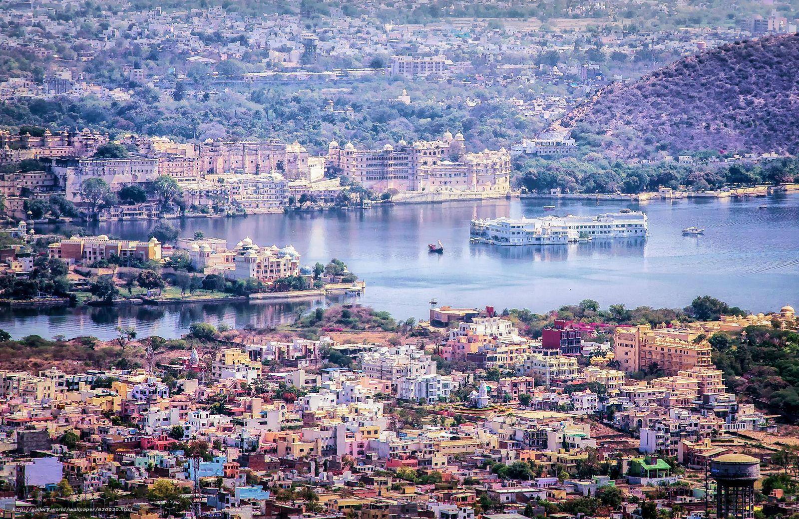 1600x1040 Download wallpaper Fateh Sagar Lake, Udaipur, India free desktop wallpaper in the resolution 4000x2600