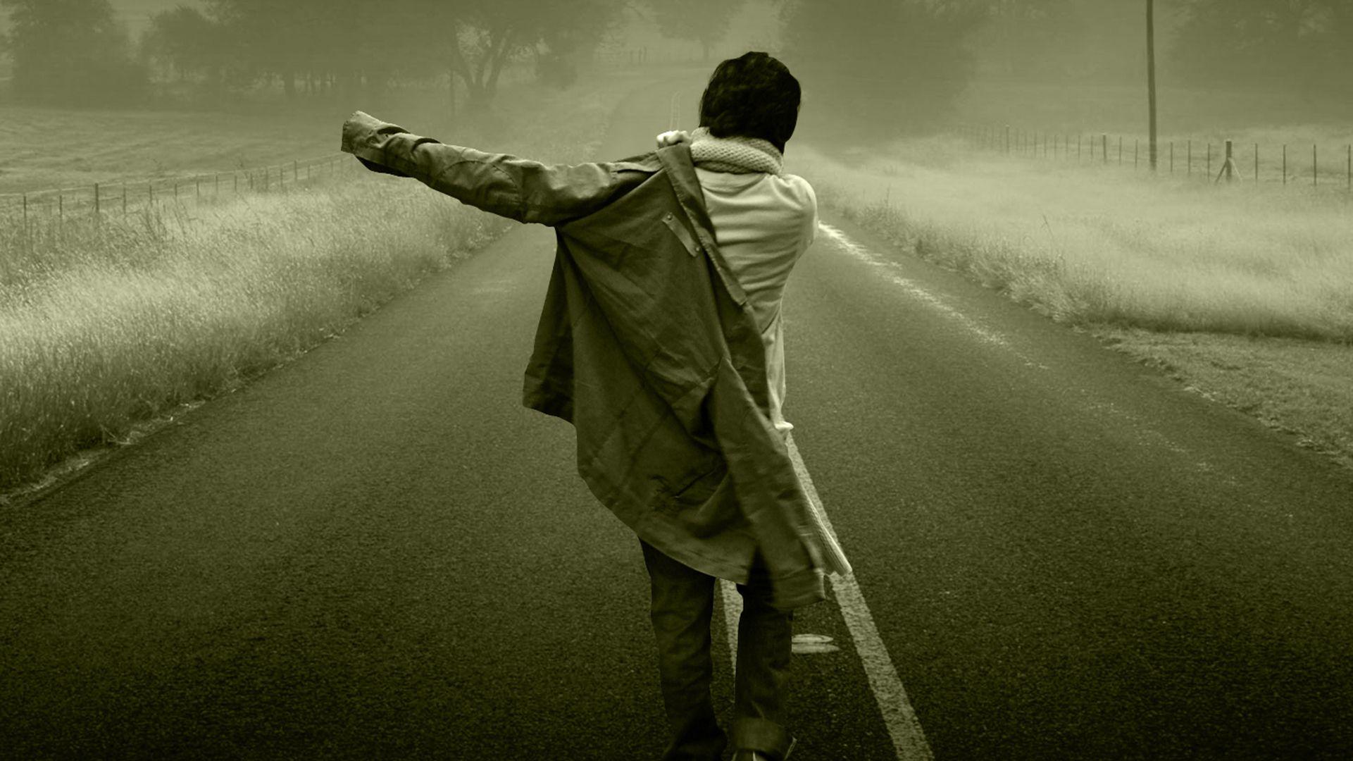 1921x1080 Animated Lonely Boy Wallpaper Boy Walking On Road HD Wallpaper