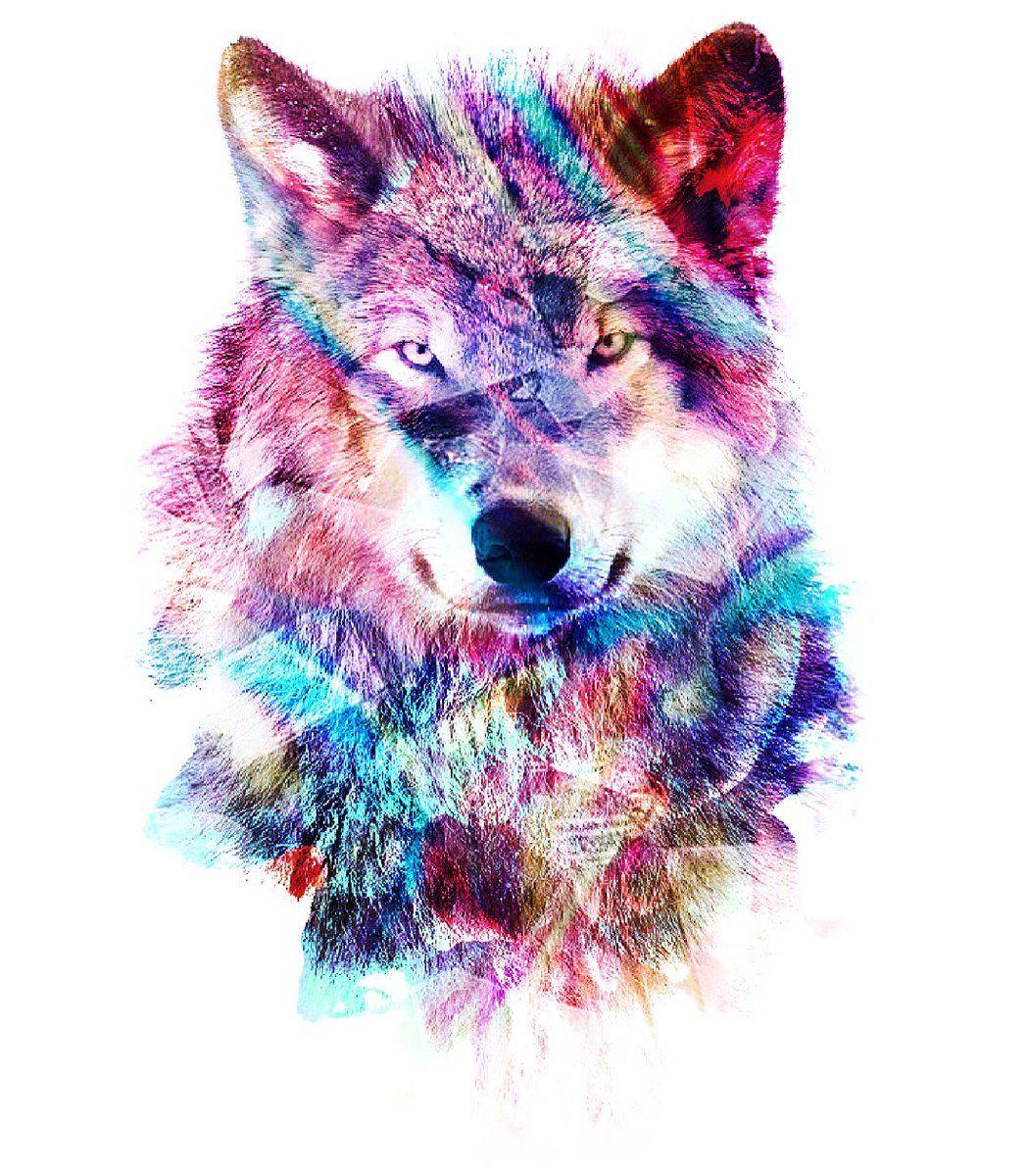 1050x1200 Red And Blue Wolves Tattoo