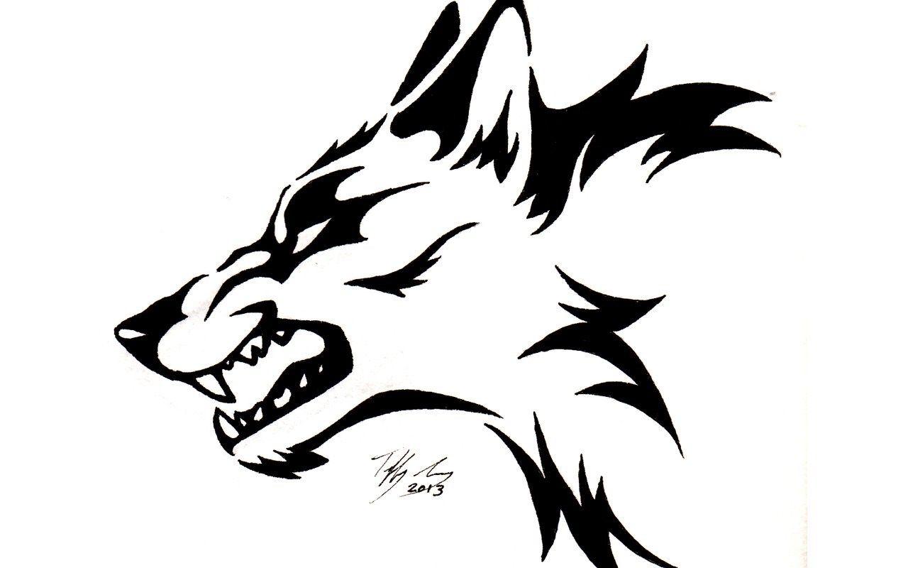 1280x800 Angry Tribal Wolf Tattoo Design Desktop Background