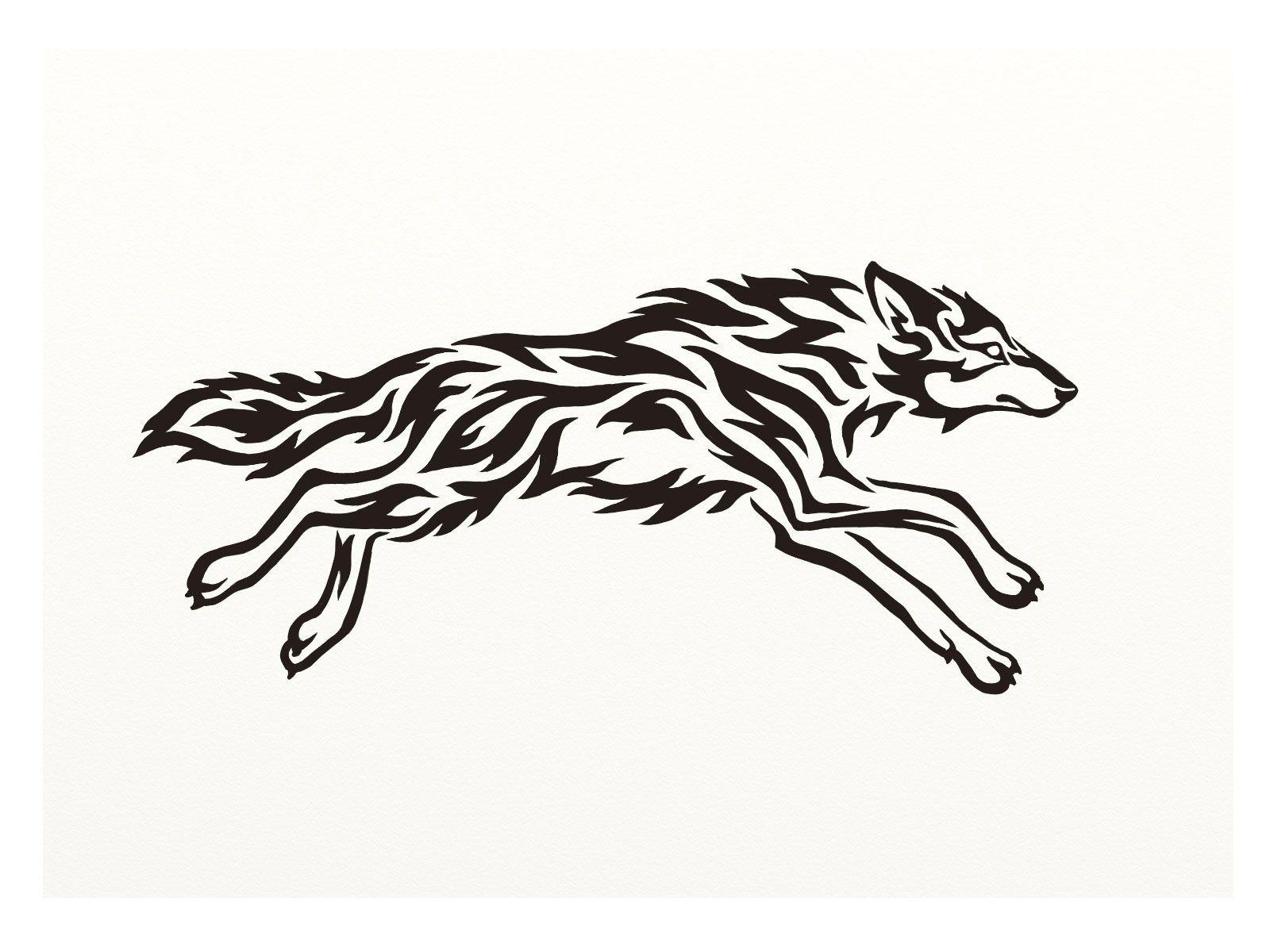 1600x1200 Simple Tribal Wolf Tattoo .