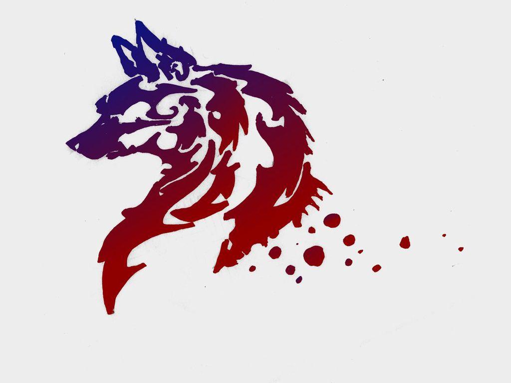 1024x768 Tribal Wolf Wallpaper