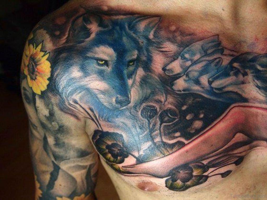 1024x768 Excellent Wolf Tattoos For Chest
