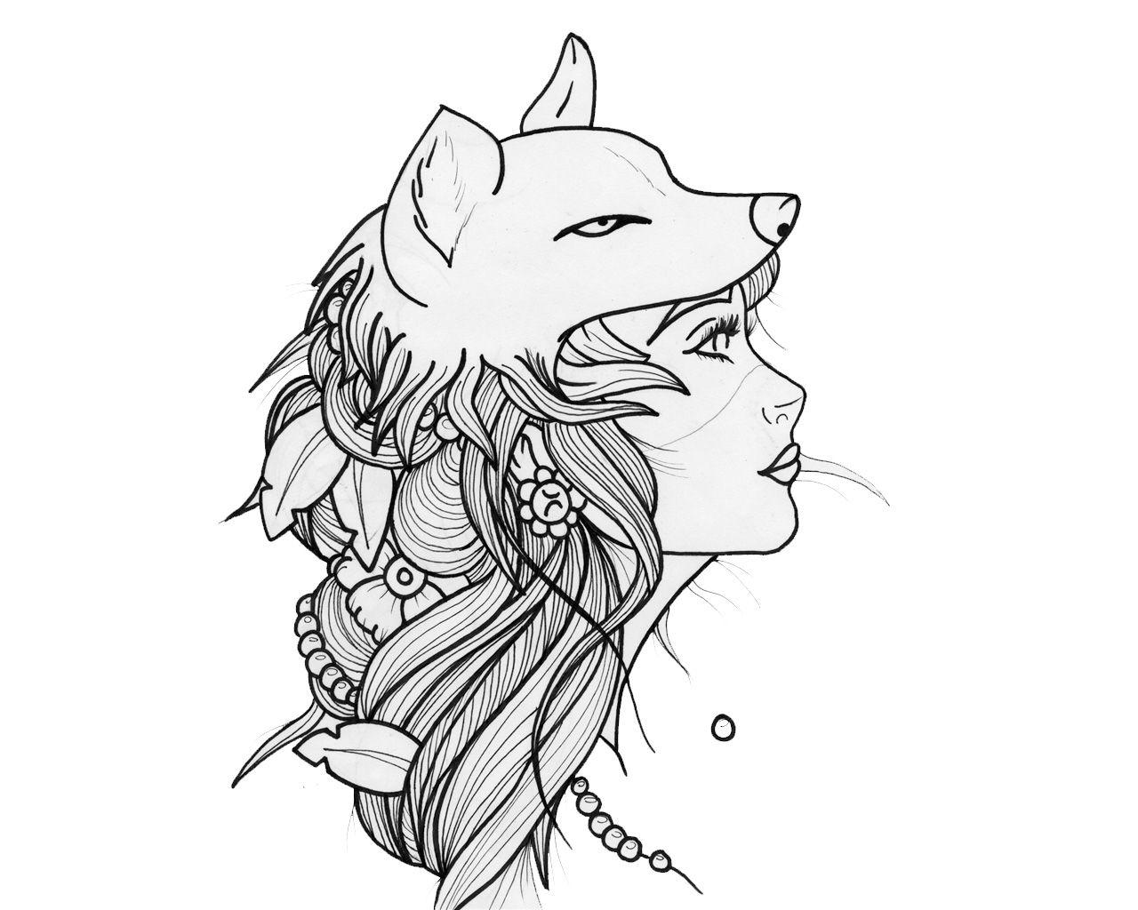 1280x1024 Wolf Drawing Wallpaper