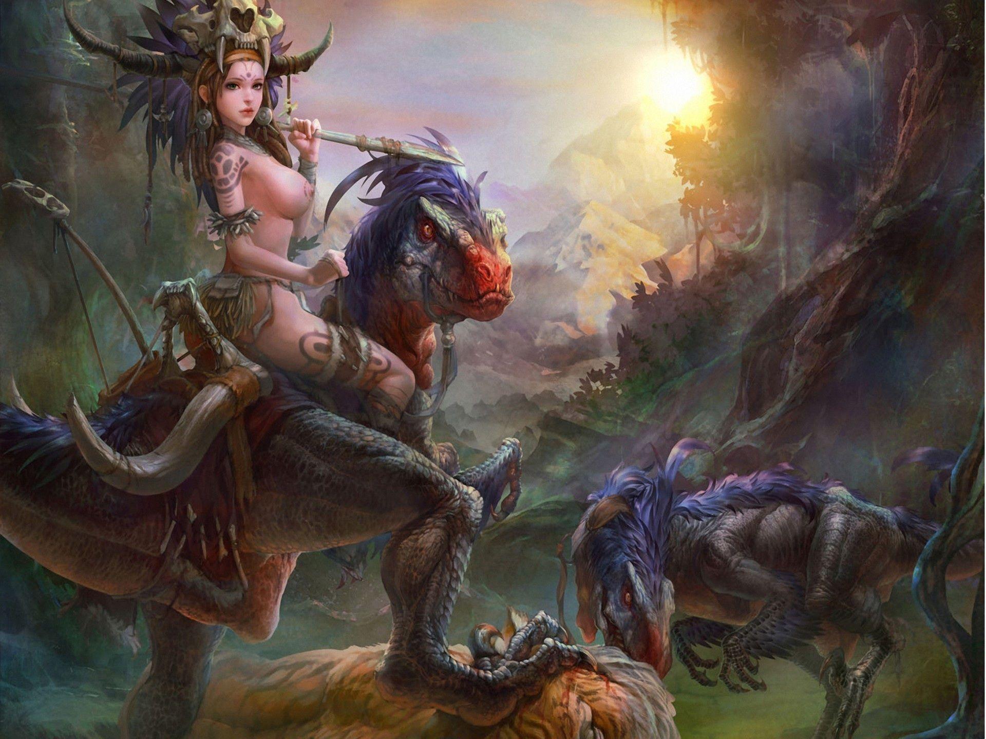 1920x1440 predators, weapons, birds, art, savage, girl, tattoo desktop wallpaper 56238
