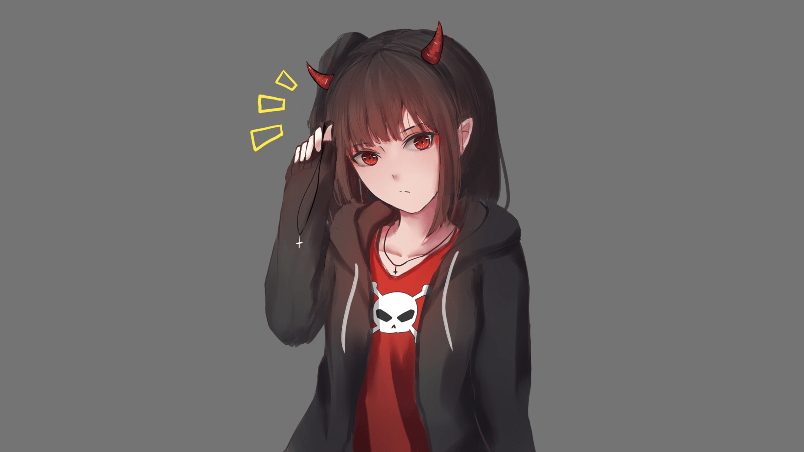 2560x1440 Black And Red Anime Girl Wallpaper