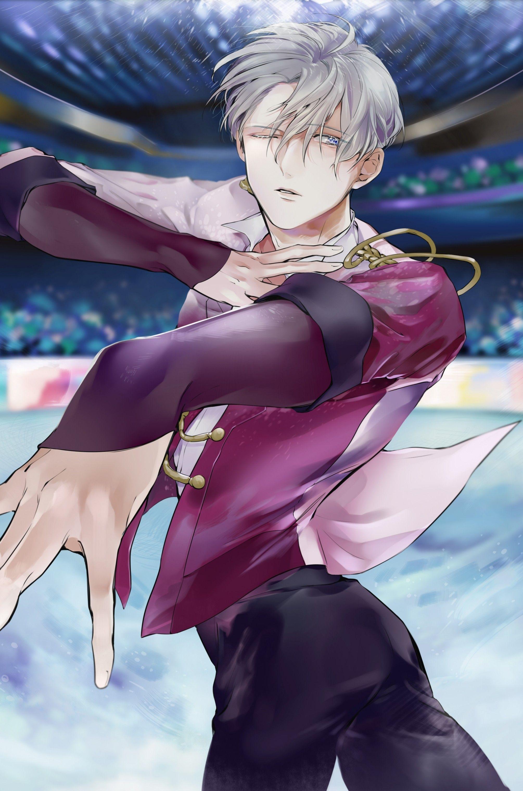 2010x3035 Download 2010x3035 Victor Nikiforov, Yuri On Ice, White Hair, Skating Wallpaper