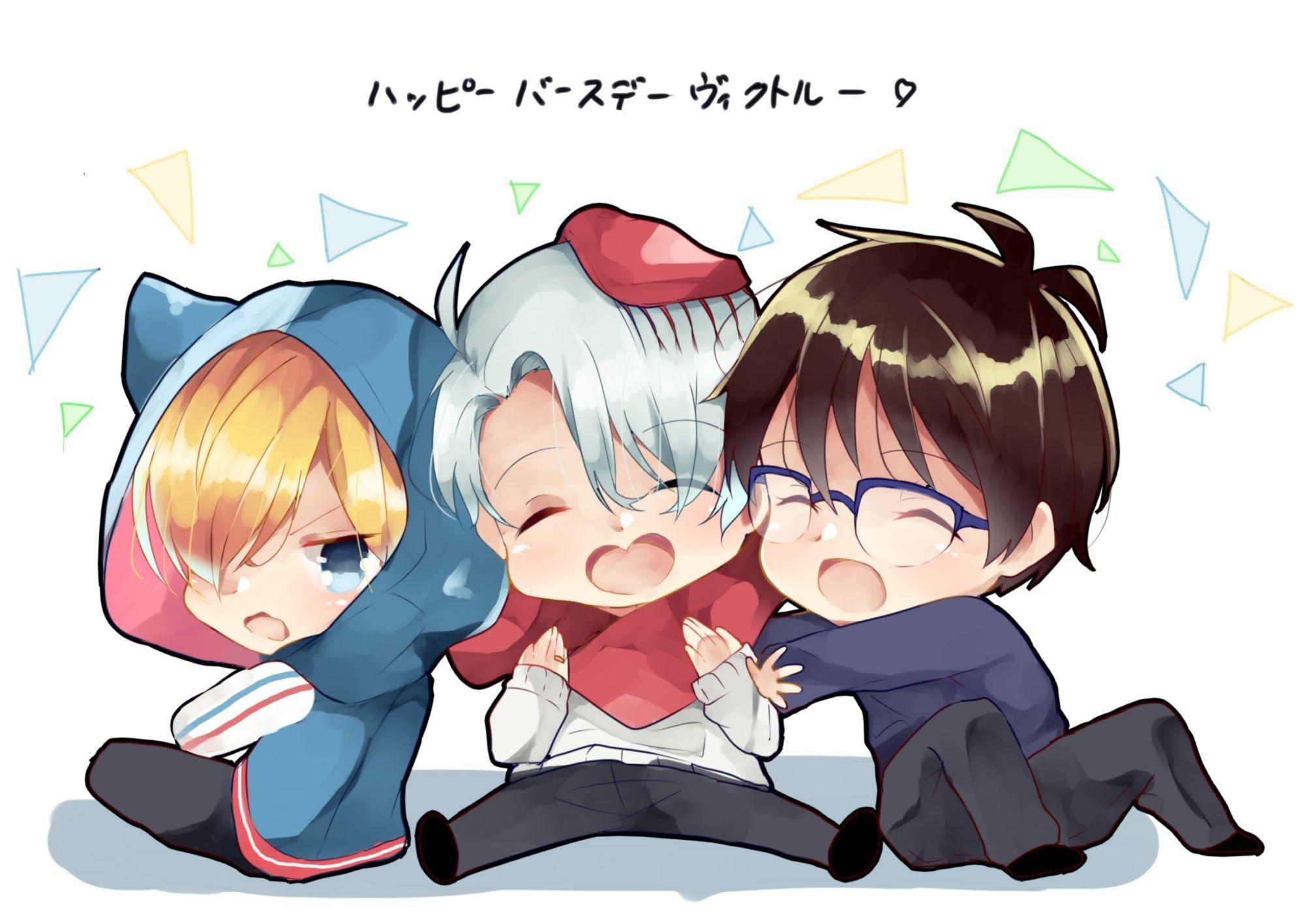 1993x1417 Wallpaper Victor Nikiforov, Chibi Version, Plisetsky Yuri, Yuri On Ice, Katsuki Yuuri