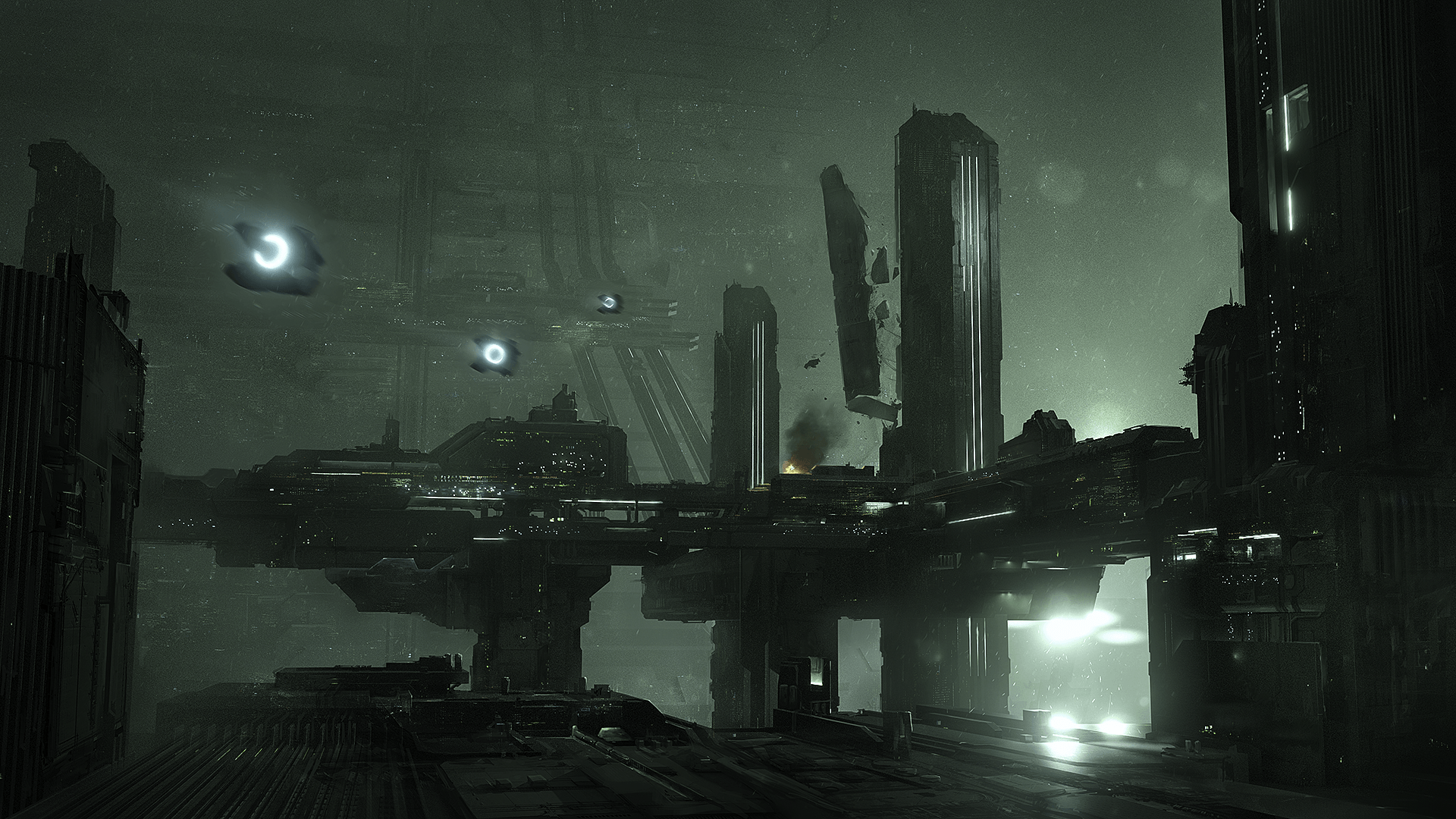 1920x1080 Artwork City Fantasy Art Fantasy City Science Fiction Digital Cyber City Wallpaper:1920x1080