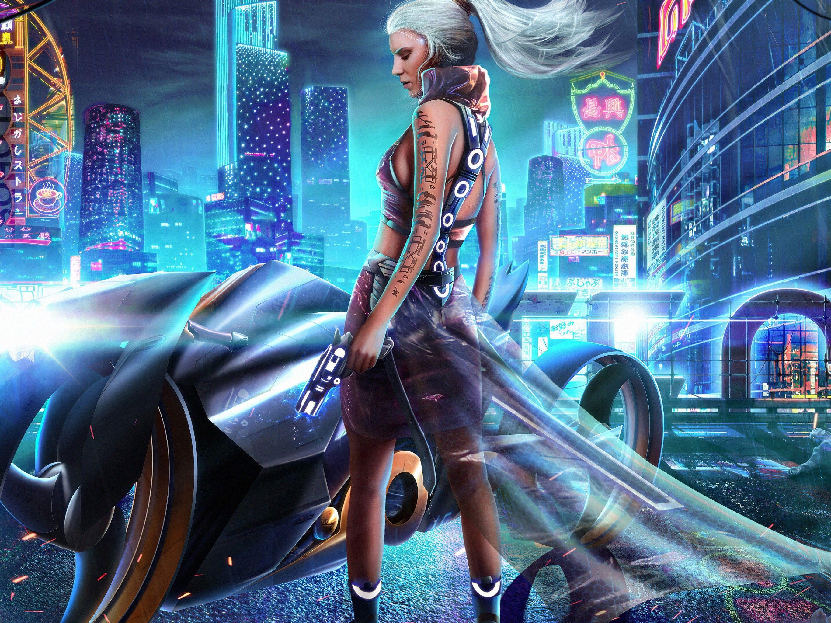 2732x2048 CyberCity 3D Desktop HD Wallpaper