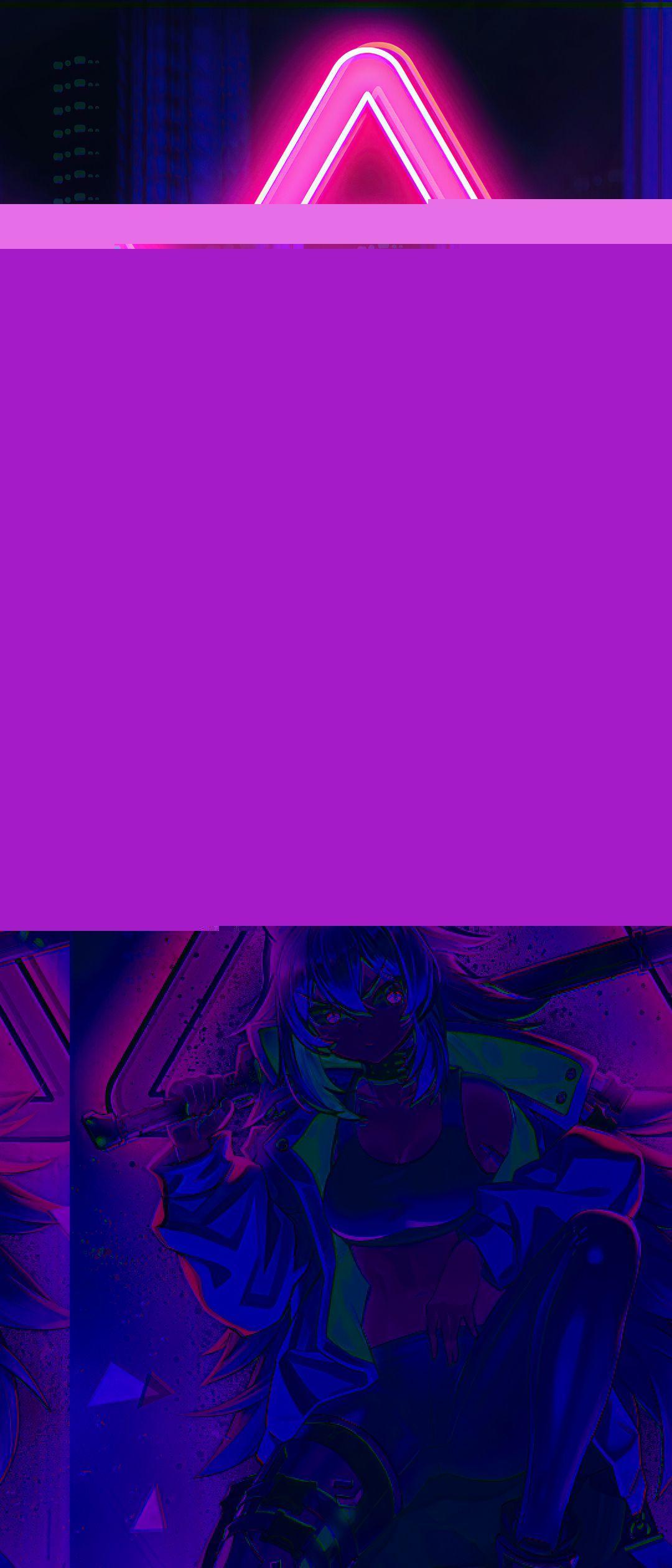1080x2520 Cat girl cyber city wallpaper Wallpaper