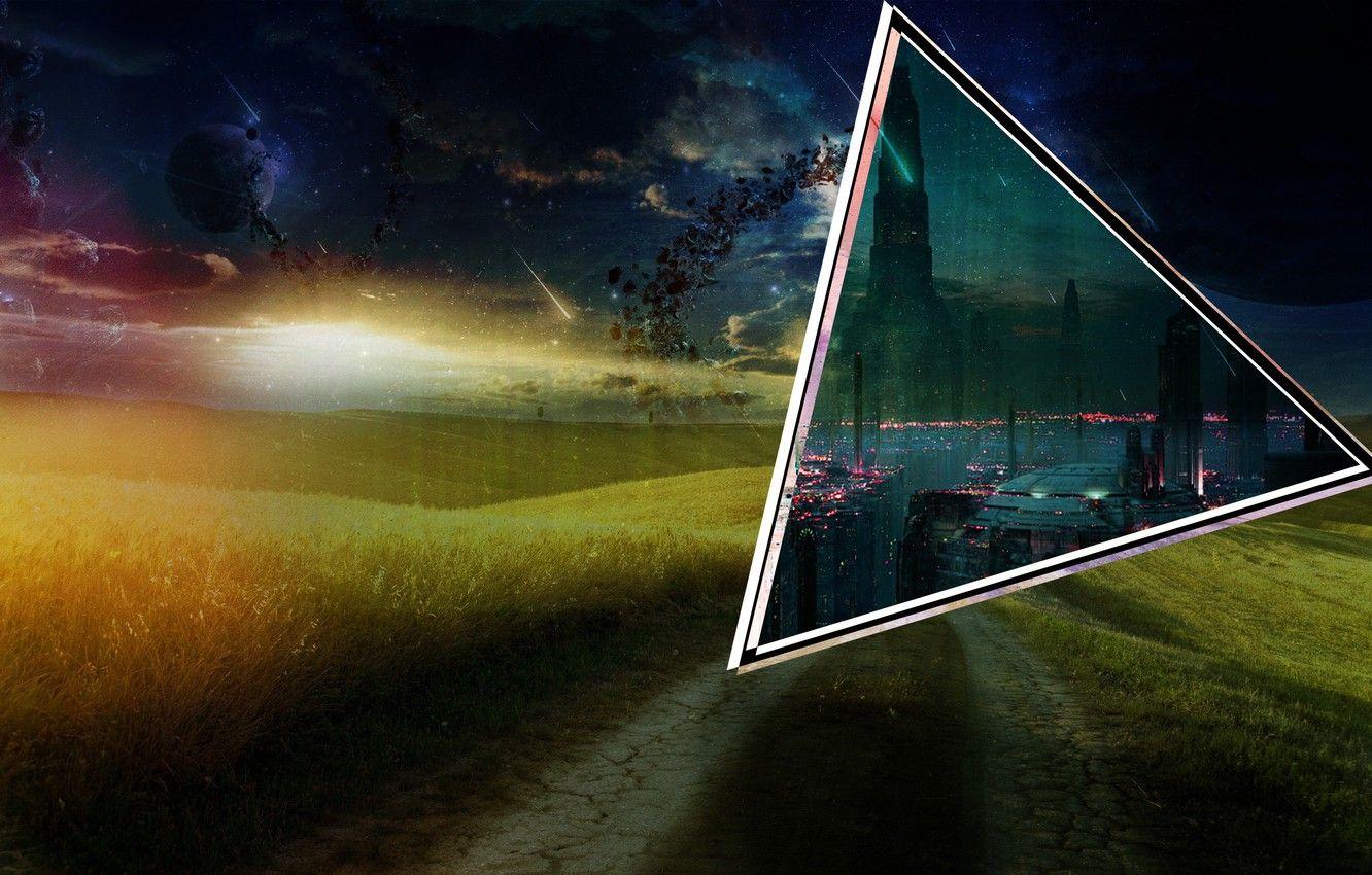 1332x850 Wallpaper field, planet, Space, The portal, the cyber city. image for desktop, section абстракции