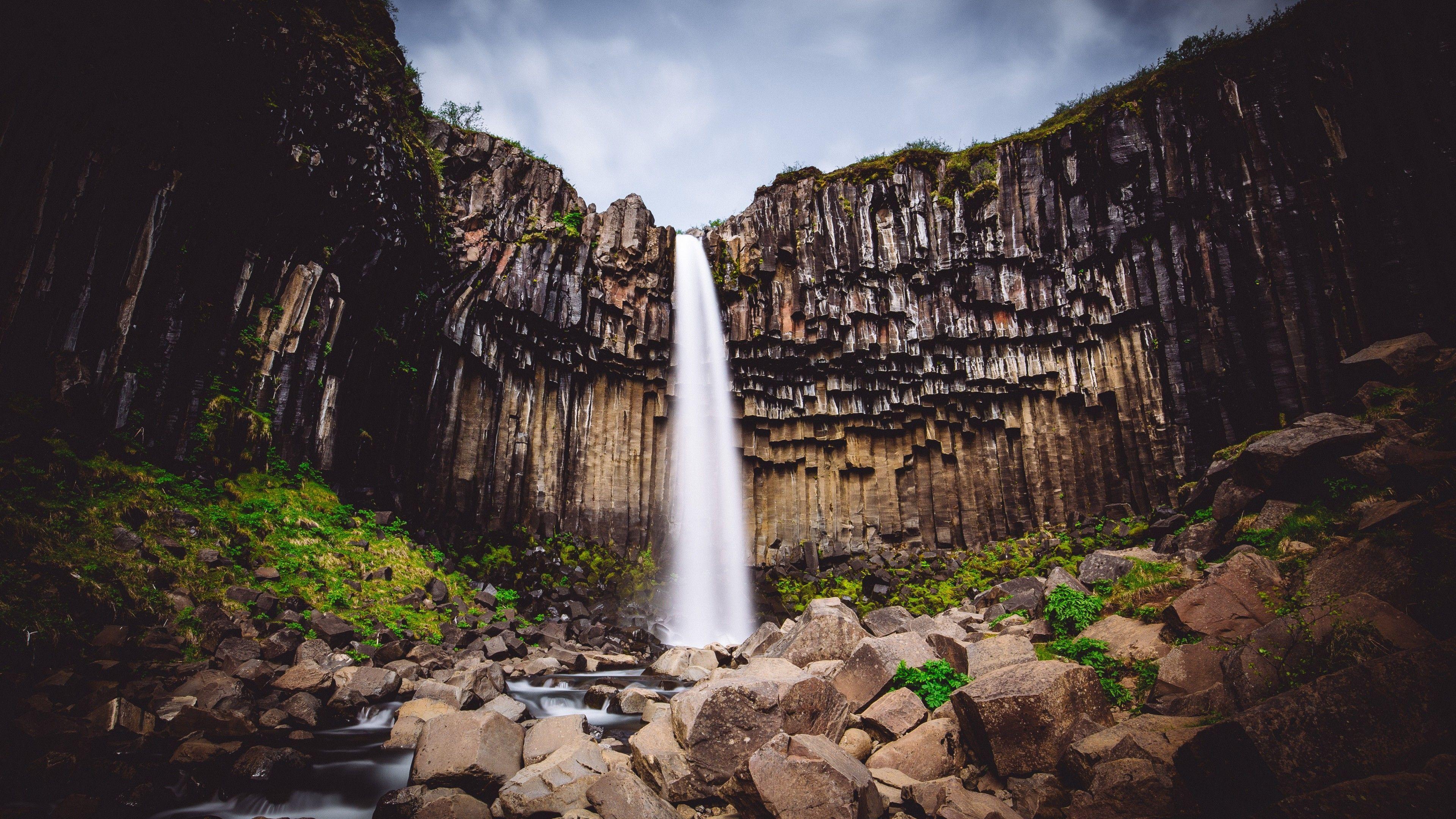 3840x2160 Amazing Svartifoss Waterfall High Quality 4K Ultra HD Wallpaper. HD landscape, Landscape wallpaper, Sunset landscape