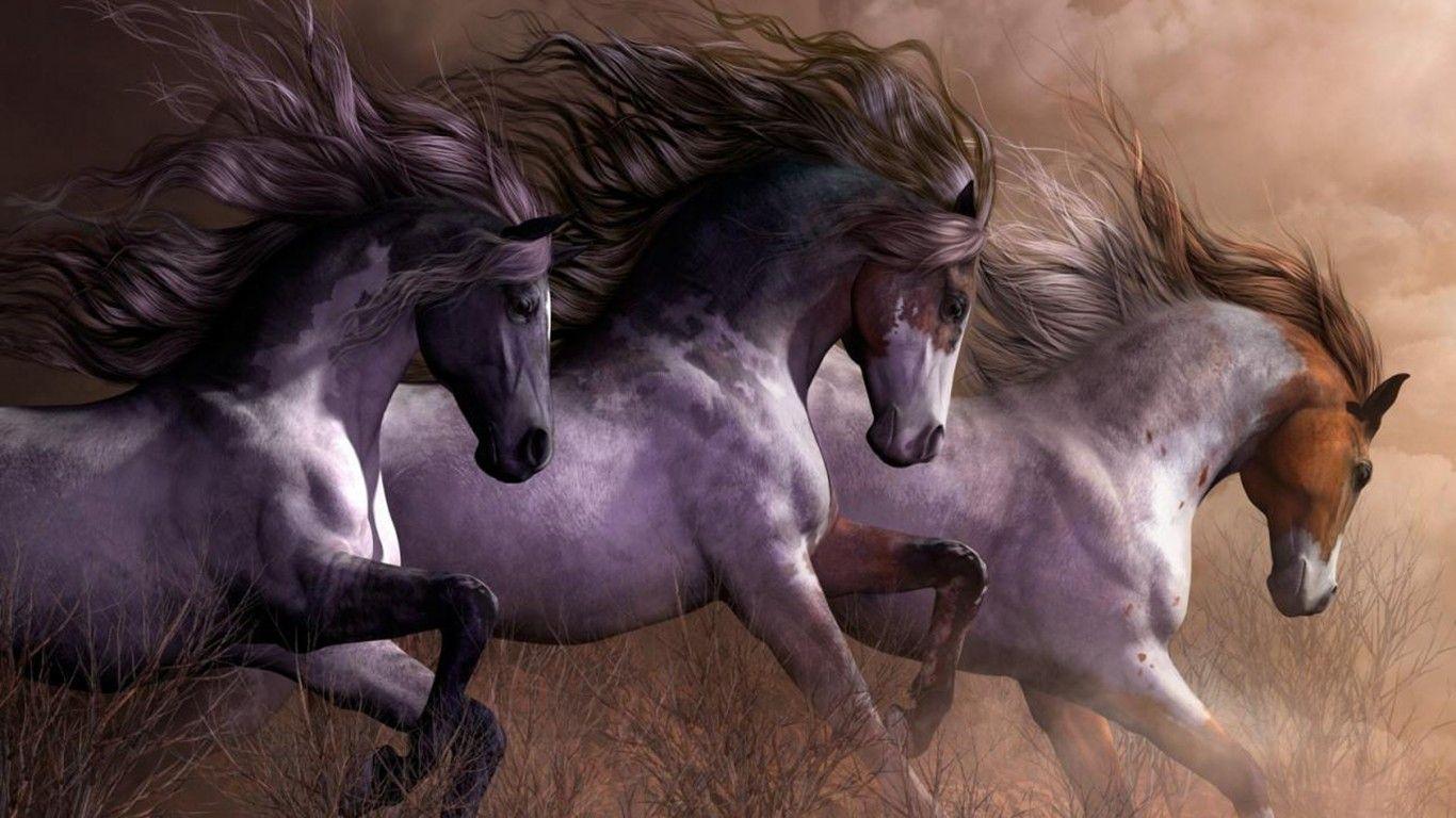 1366x768 Three Musketeers Horses Art HD Wallpaper :