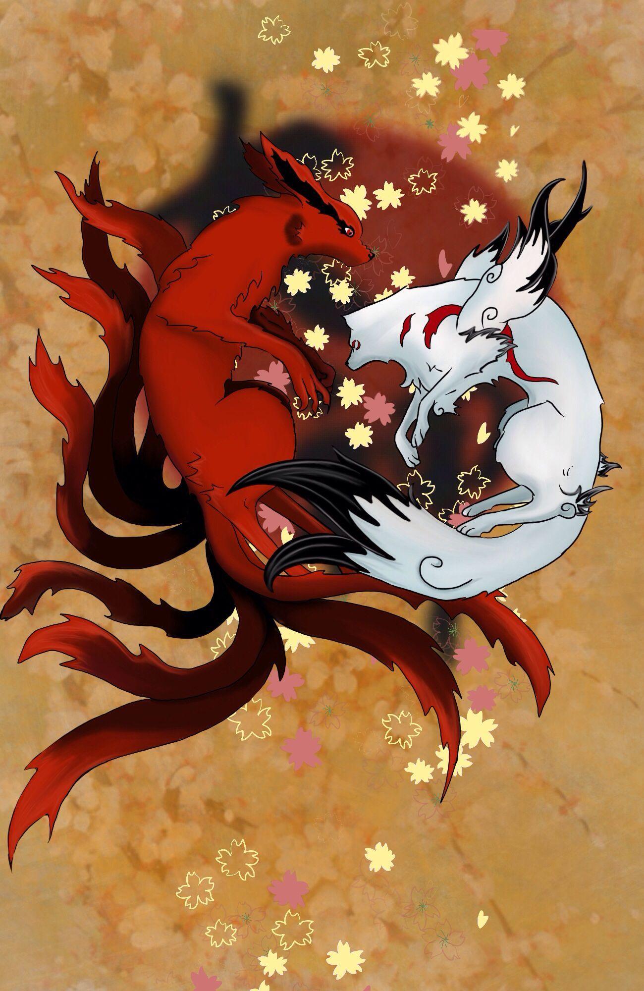 1300x2000 Okami Amaterasu and Kuruma the Kyuubi from Naruto. Done on procreate. Okami, Amaterasu, Anime