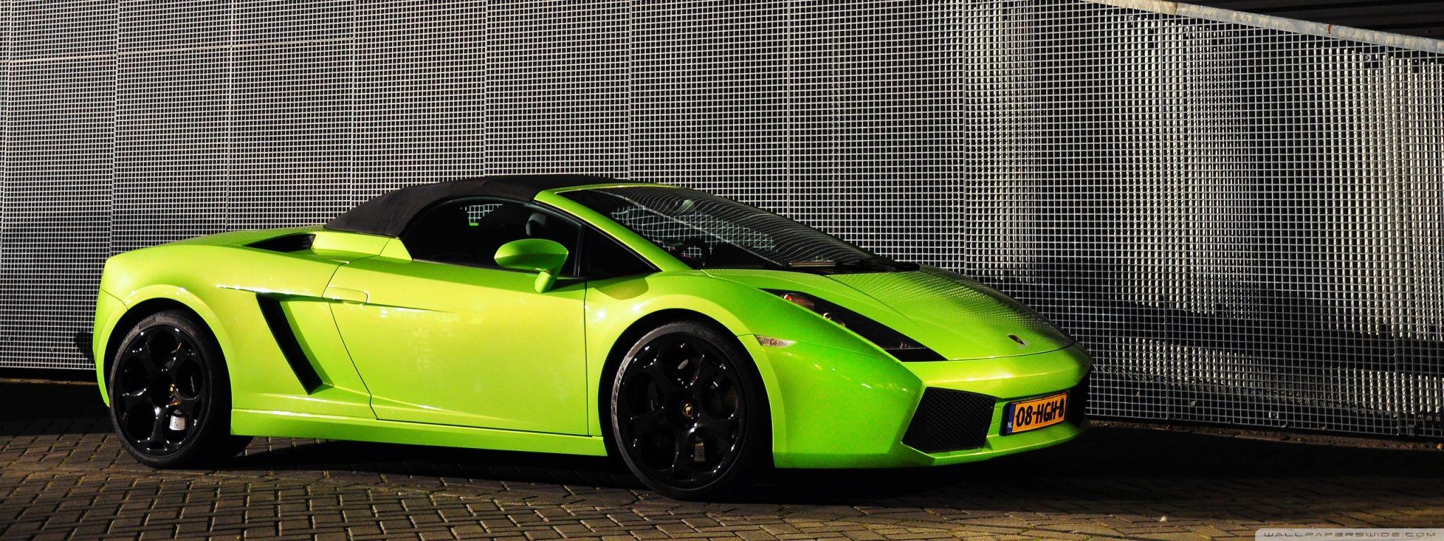 2048x768 Green Lamborghini Aventador Wallpaper HD
