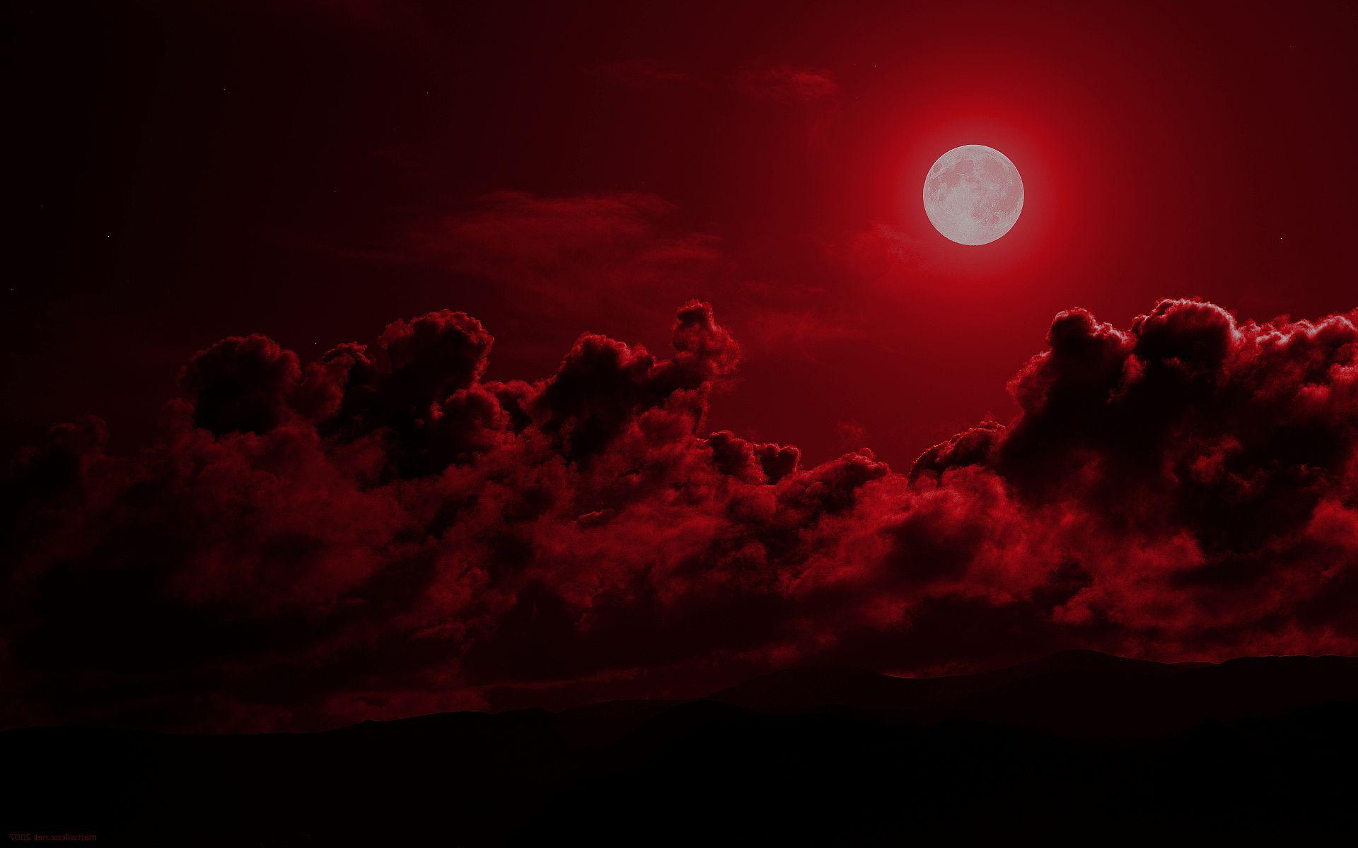 1920x1200 Red Full Moon Wallpaper
